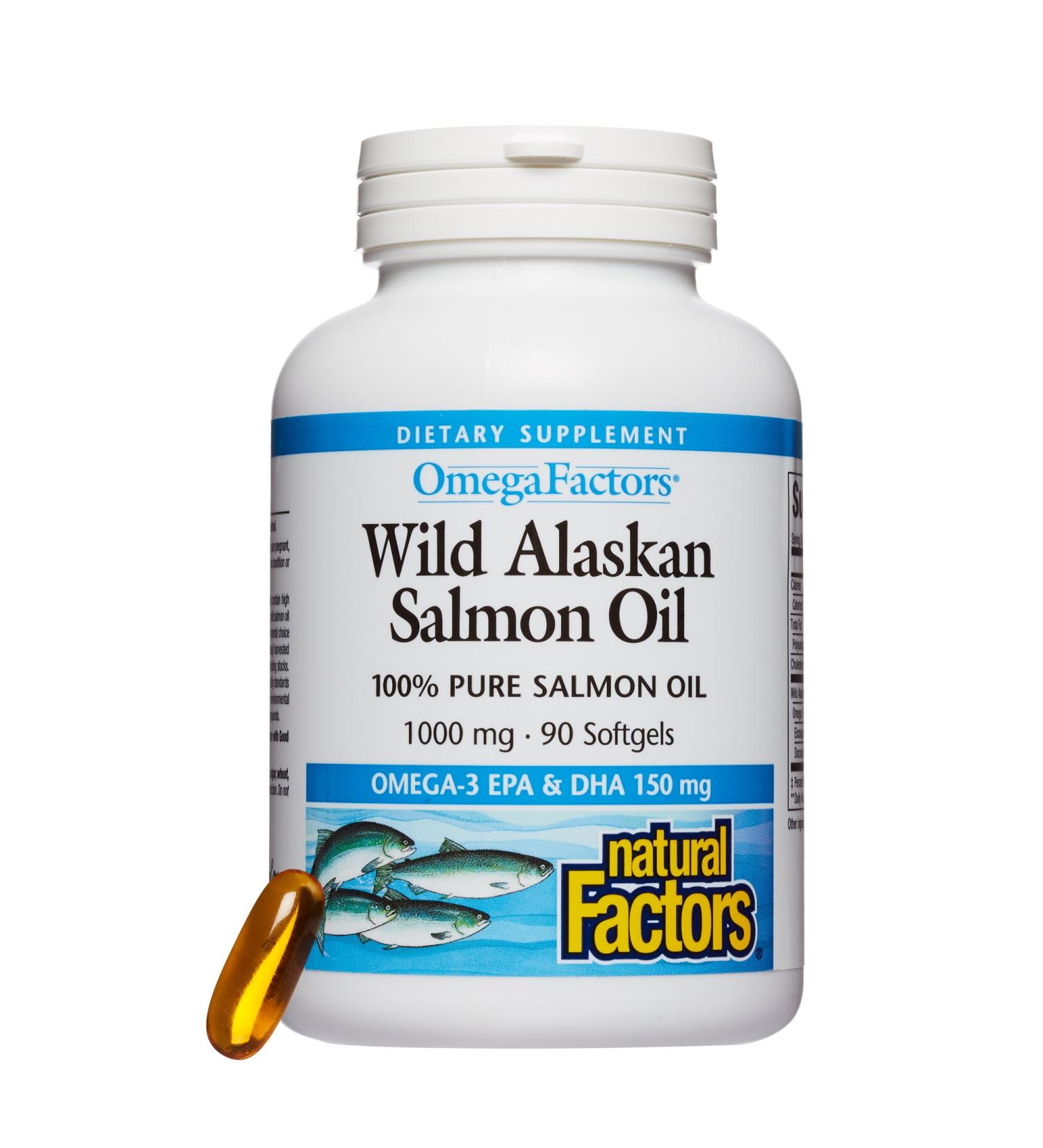 Natural Factors Wild Alaskan Salmon Oil 1000 mg - 90 Softgels | Omega-3 Supplements - Buy Online on GoSupps.com