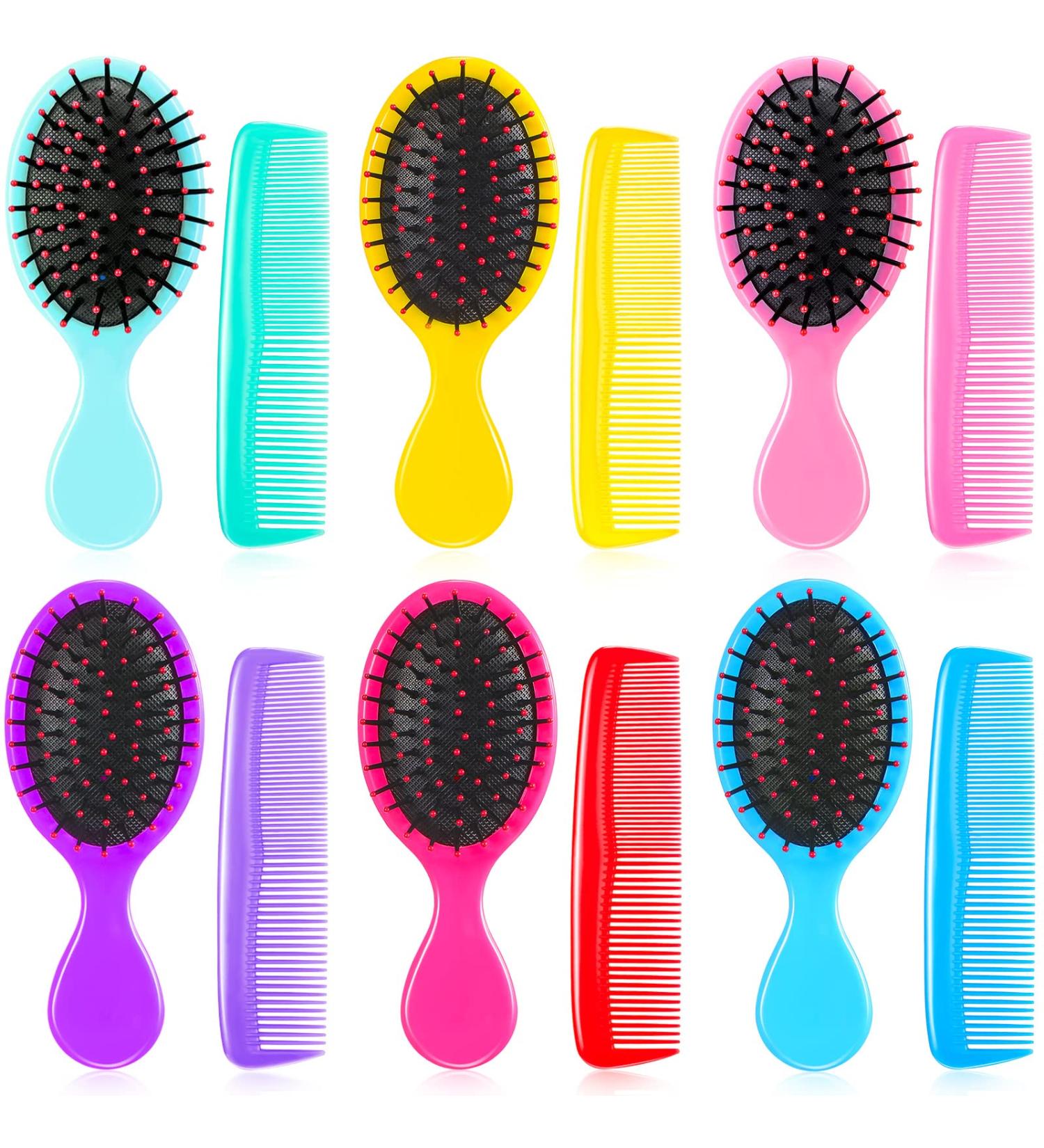 12 Pack Wet Hair Brush & Comb Set for Women Men Kids - Detangler & Detangling Travel Hair Brushes - Plastic Fine & Wide Combs for Curly Hair - Stylish Colors - Buy Online on GoSupps.com