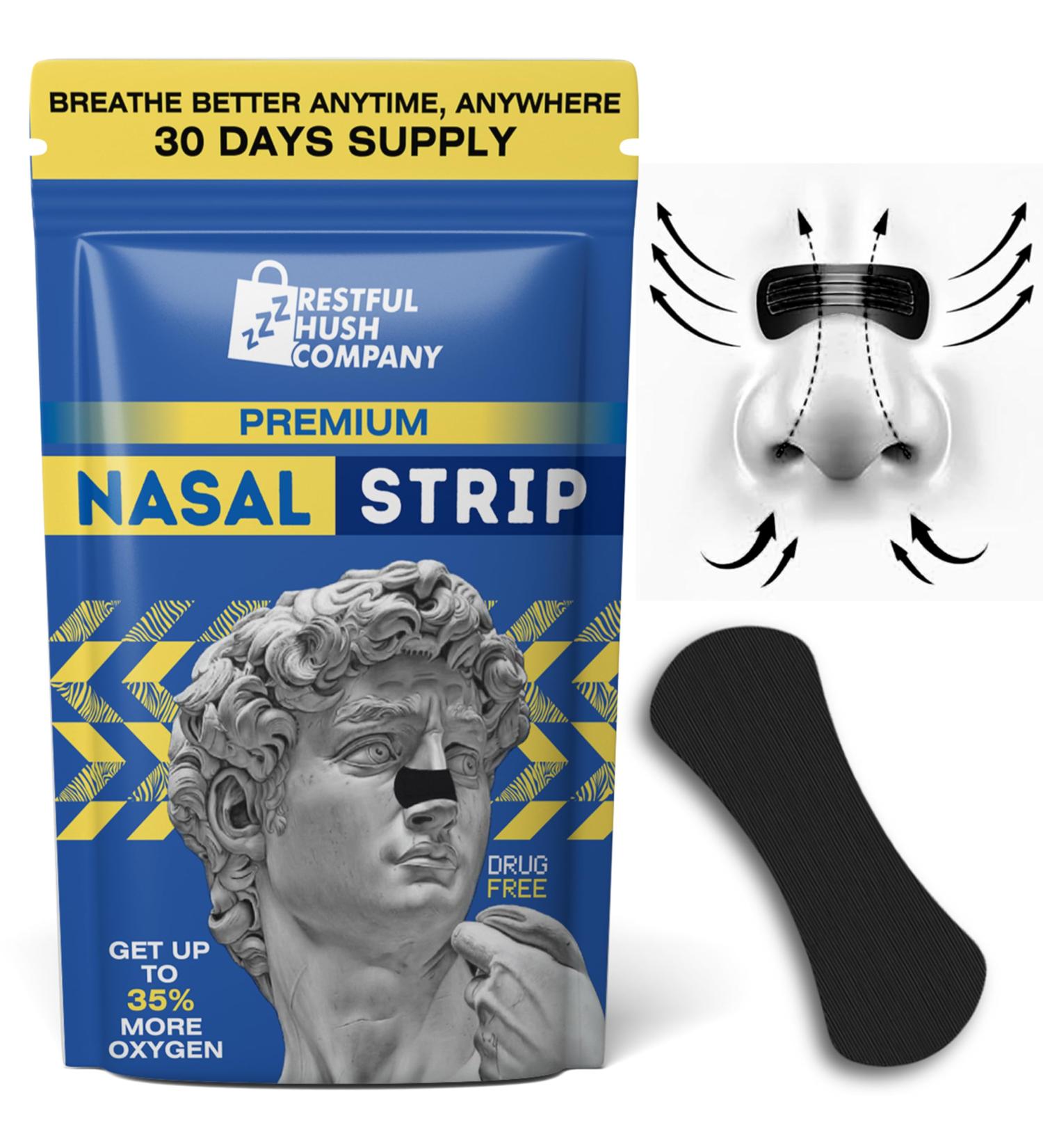 Extra Strength Nasal Strips (30 Ct) - Boost Oxygen Improve Sleep Quality Non-Invasive Anti-Snoring Solution Hypoallergenic - International Shipping Available - Buy Online on GoSupps.com