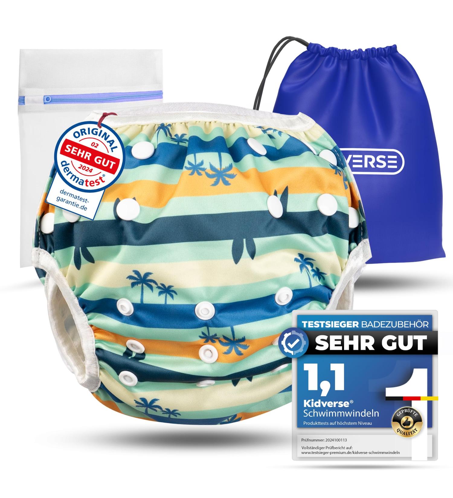 Buy Kidverse Skin-Friendly Swimming Diapers for Babies (0-3 Years) - Reusable Size Adjustable Includes Carrying Bag & Laundry Net - Turquoise - Buy Online on GoSupps.com
