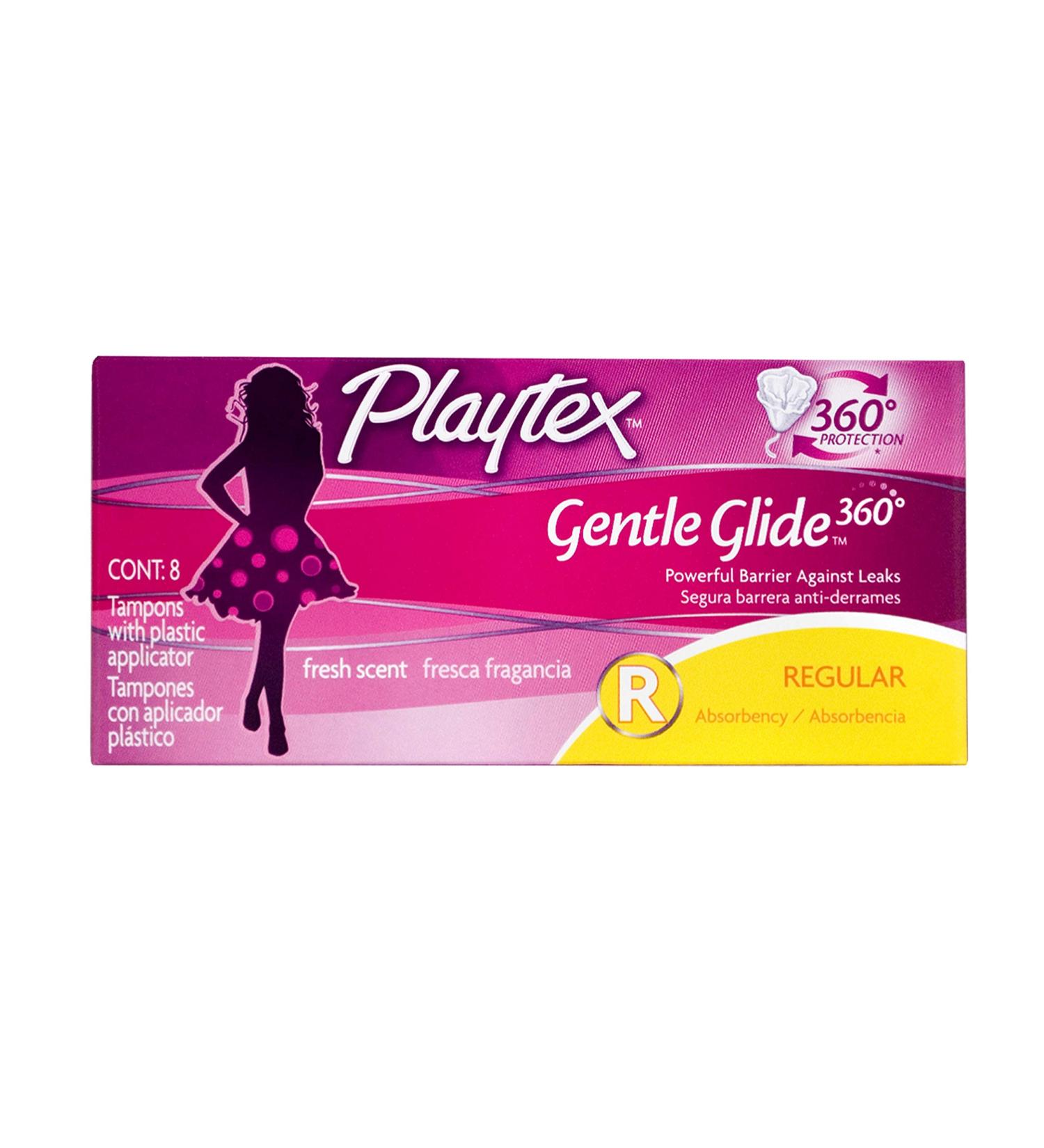 Playtex Gentle Glide Tampons With Comfortable Plastic Applicator Regular Absorbency Fresh Scent 8-Count (Pack of 4)