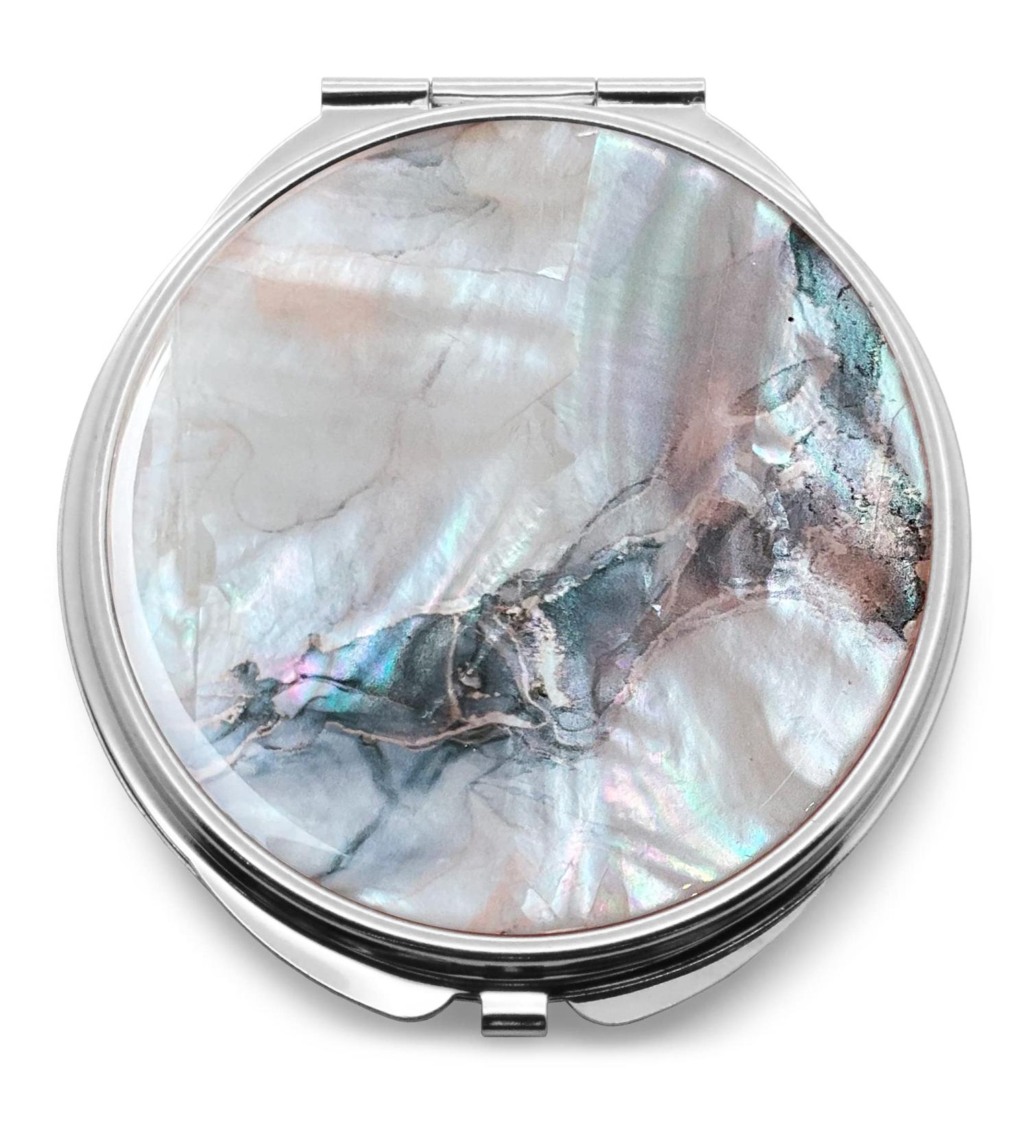 Stunning Mother of Pearl Compact Makeup Travel Mirror - Marble Gold Design | MADDesign - Buy Online on GoSupps.com