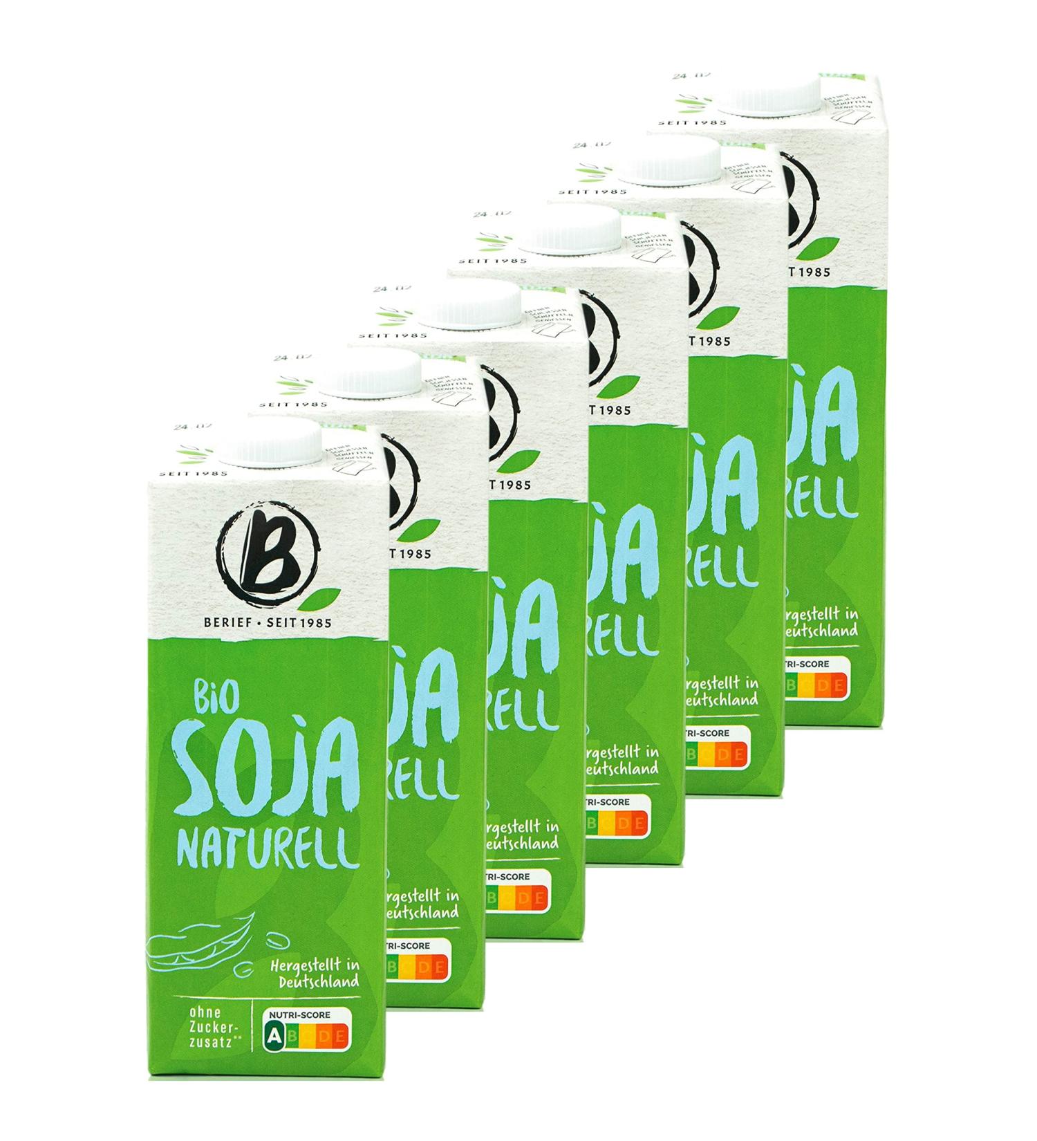 Buy Berief Organic Soya Drink - 1L Pack of 6 | 100% Plant-Based Vegan No Added Sugar - International Shipping Available - Buy Online on GoSupps.com