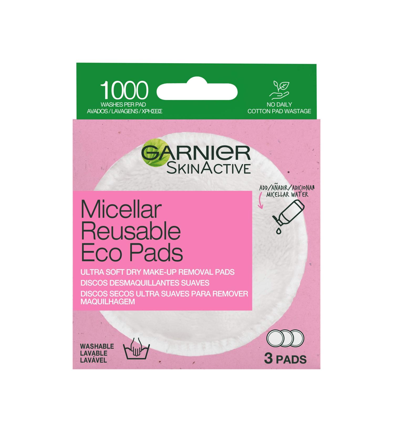 Garnier Micellar Reusable Eco Pads - 3 Micro Fibre Makeup Remover Pads - Buy Online on GoSupps.com