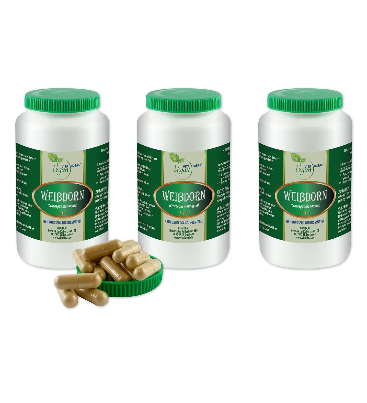 Vita Ideal Vegan Hawthorn Berries 3x360 Capsules - 1000mg Pure Crataegus Monogyna - Additive-Free & Plant-Based Dietary Supplement - Buy Online on GoSupps.com