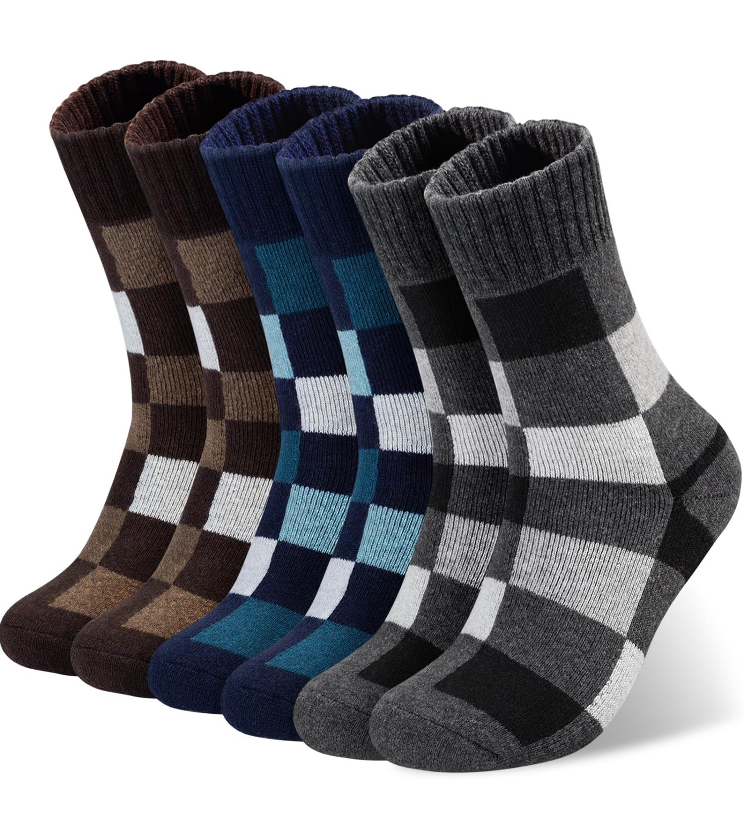 Yeblues Men's Warm Merino Wool Socks - Thick Thermo Socks for Winter Hiking Running & Skiing | 3-Pair (Sizes 39-46) - Buy Online on GoSupps.com