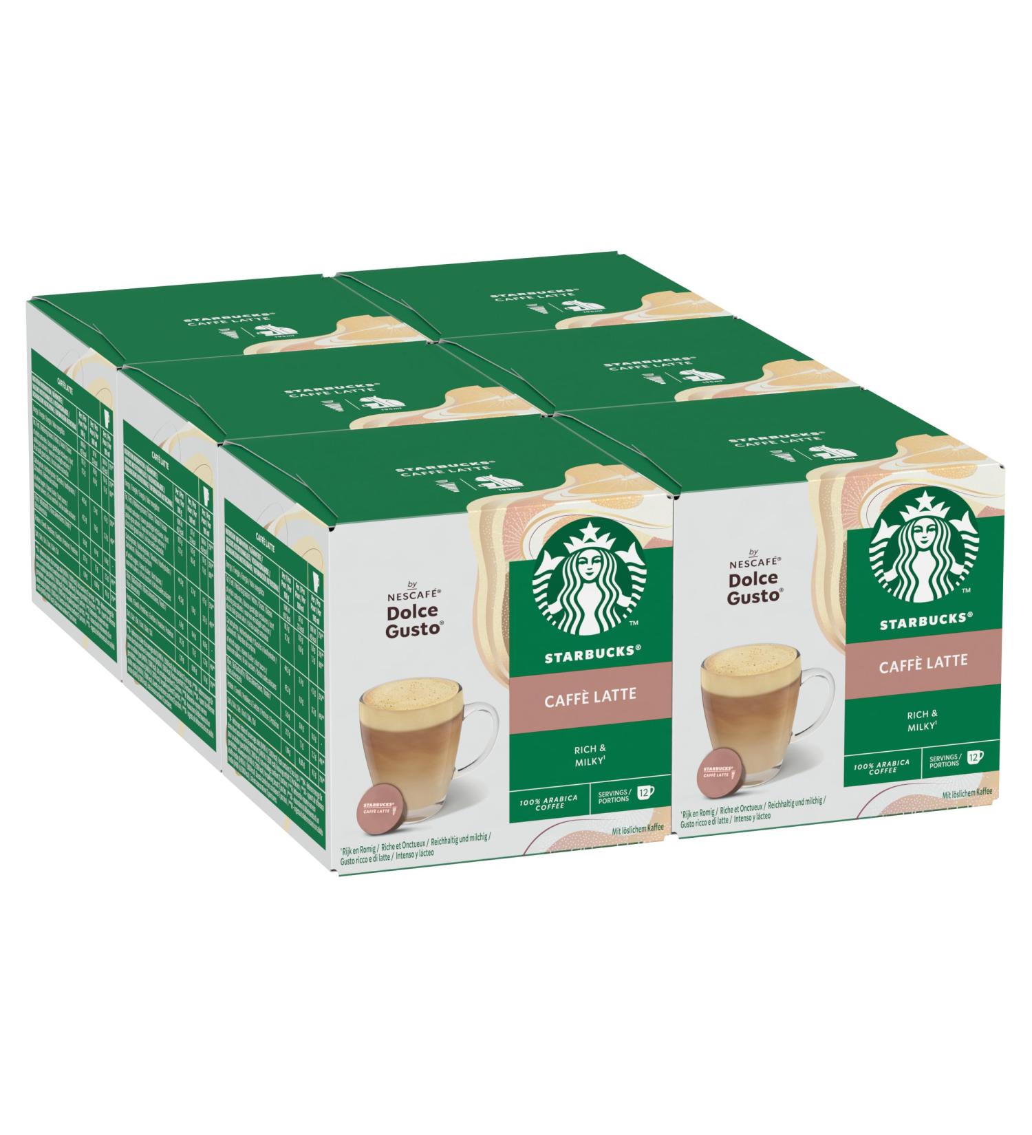  STARBUCKS STARBUCKS Caff Latte by Nescaf Dolce Gusto Capsules de Caf 6 x 12 (72 Capsules) - Buy Online on GoSupps.com