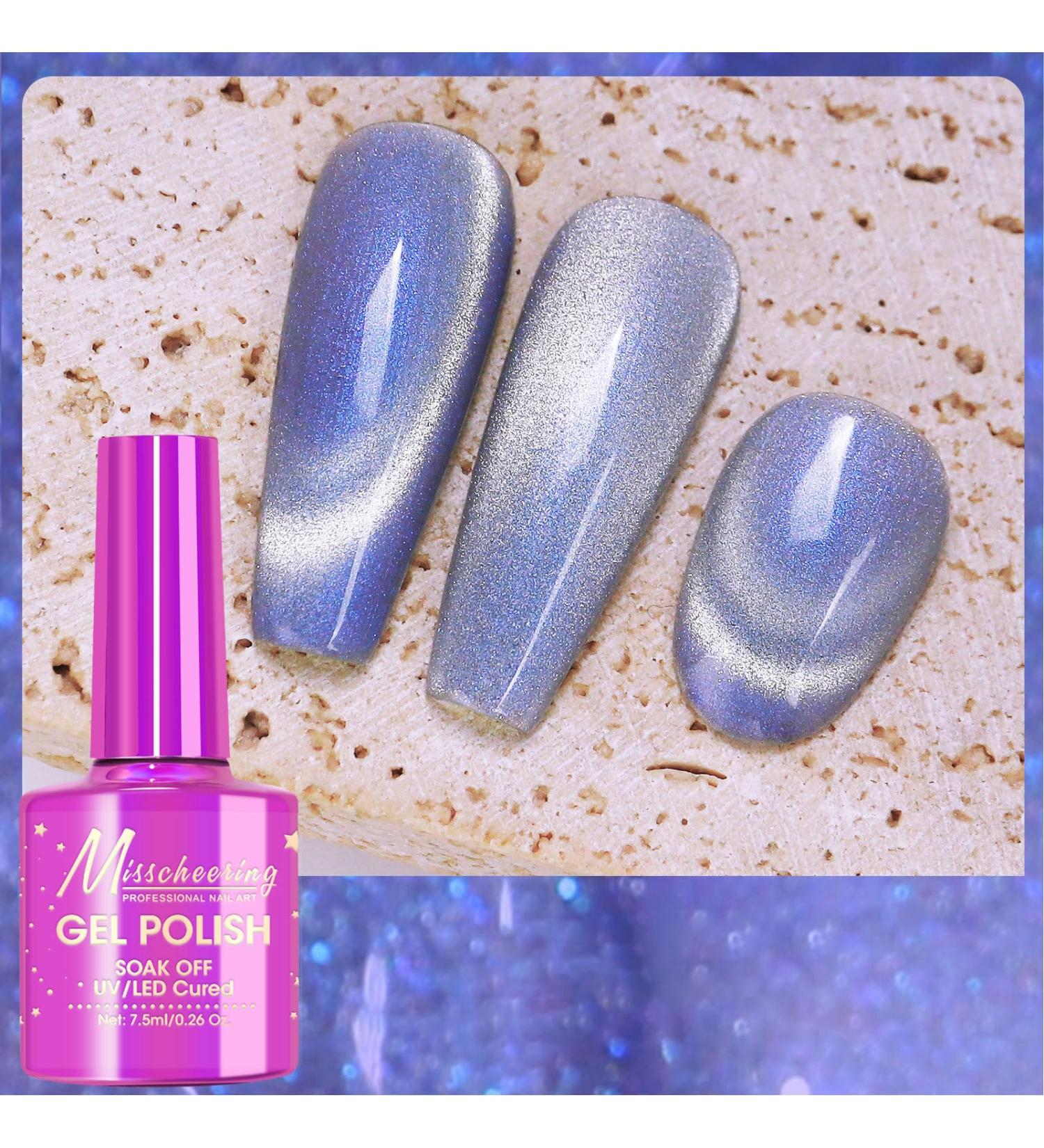 Gel Nail Polish Blue Crystal Cat Eye Glitter Gel Polish Magnetic Nail Polish Soak Off Nail Art Gel Nail Polish Holographic Twinkle Dark Fairy Style Nail Polish. (Blue) - Buy Online on GoSupps.com