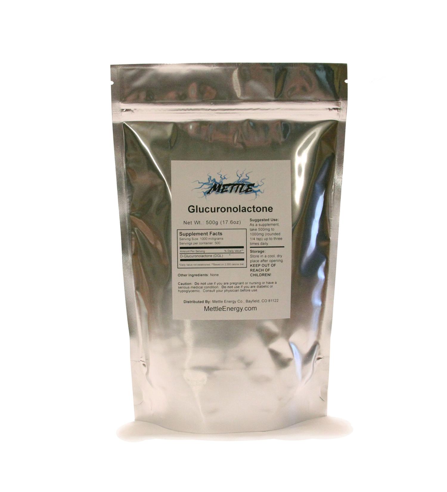 D-Glucuronolactone Powder Pure Supplement - 500 Grams - Mettle Energy 1.1 Pound (Pack of 1)