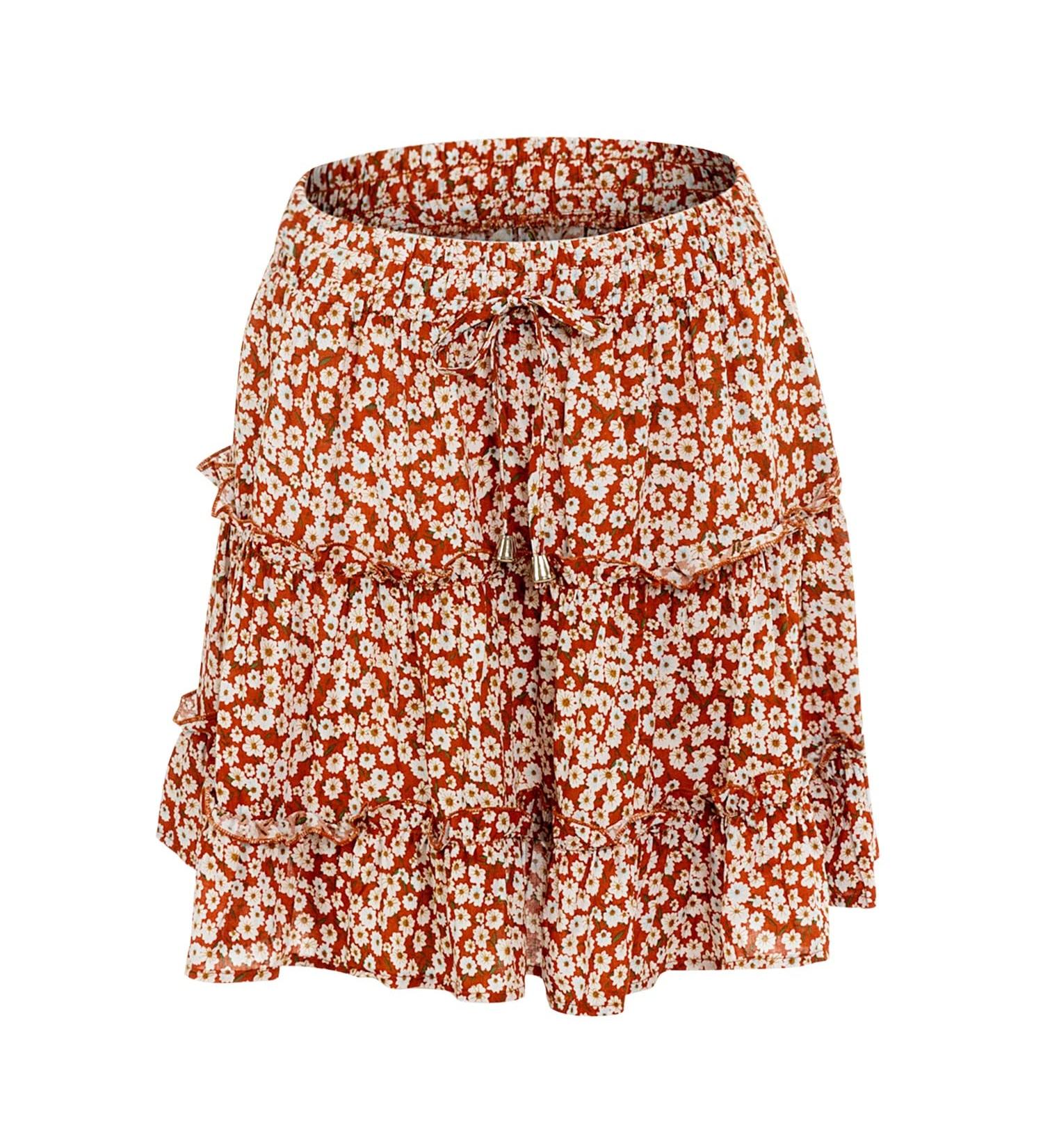 LAEIMILIA Womens Floral Print Flared Mini Skater Skirt - XXL Orange - Buy Online on GoSupps.com