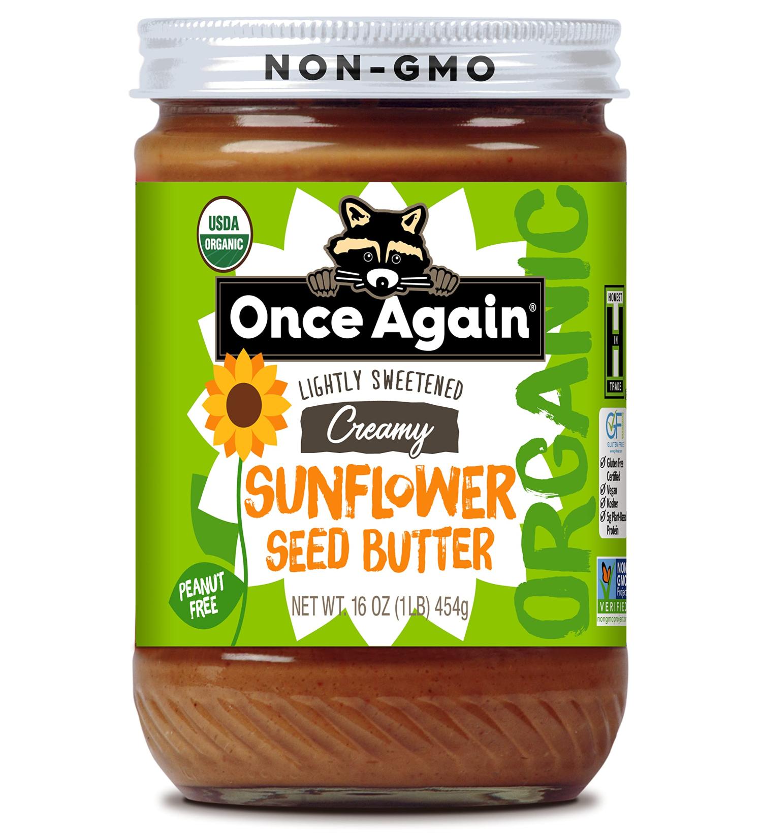 Once Again Organic Creamy Sunflower Butter - Peanut Free, Lightly Sweetened, 16 oz - Buy Online on GoSupps.com