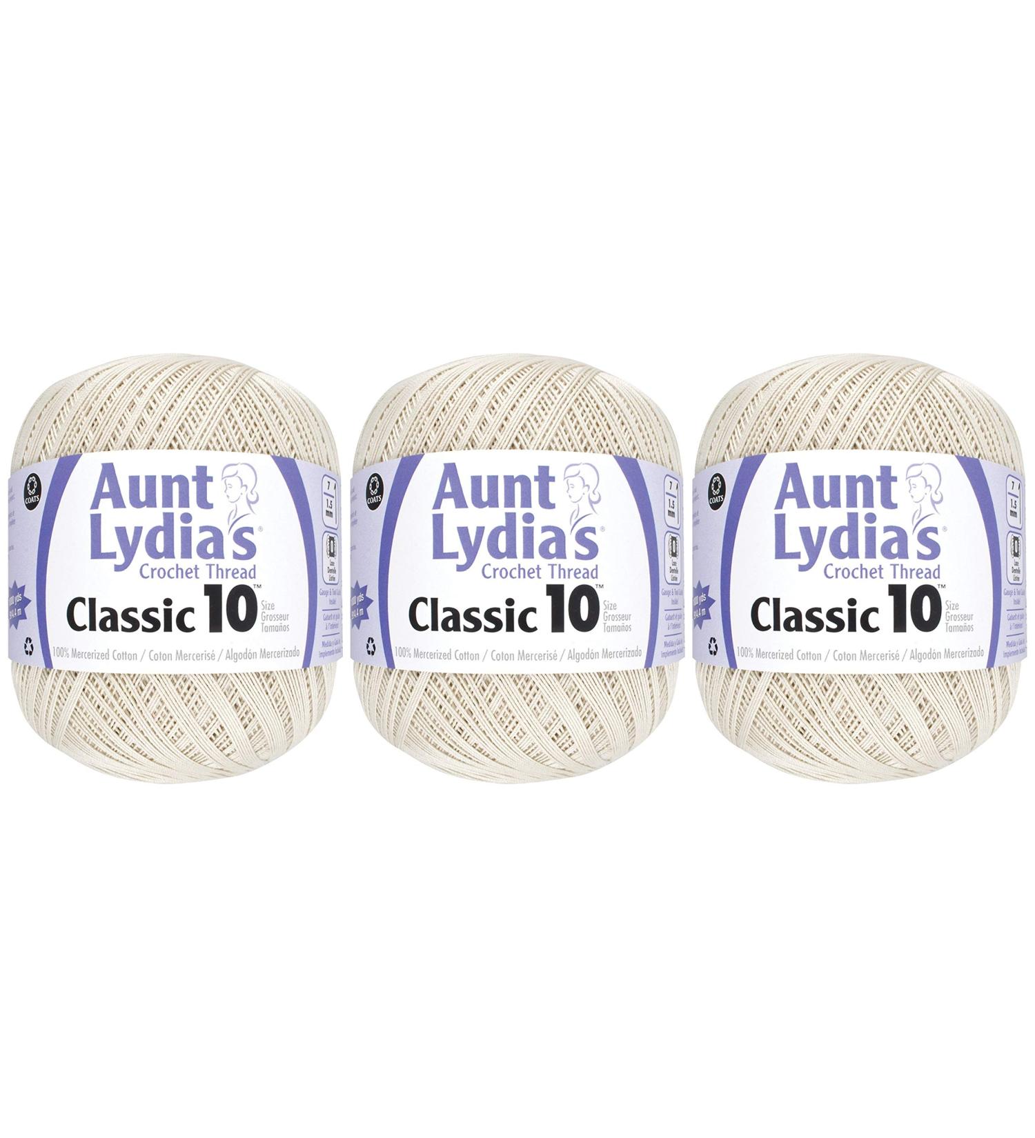 3-Pack - Aunt Lydia's Classic Crochet Thread - Natural - Size 10 Value Pack - 1000 Yards Each
