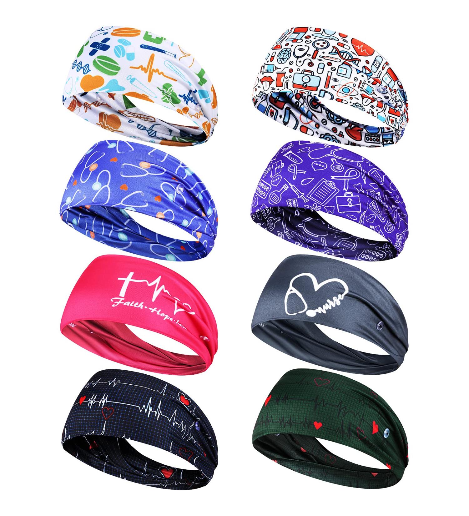 8-Piece Nursing Headbands with Buttons for Face Covering Ear Protection - Non-Slip Wide Head Wraps for Women (Sweet Patterns) - Buy Online on GoSupps.com