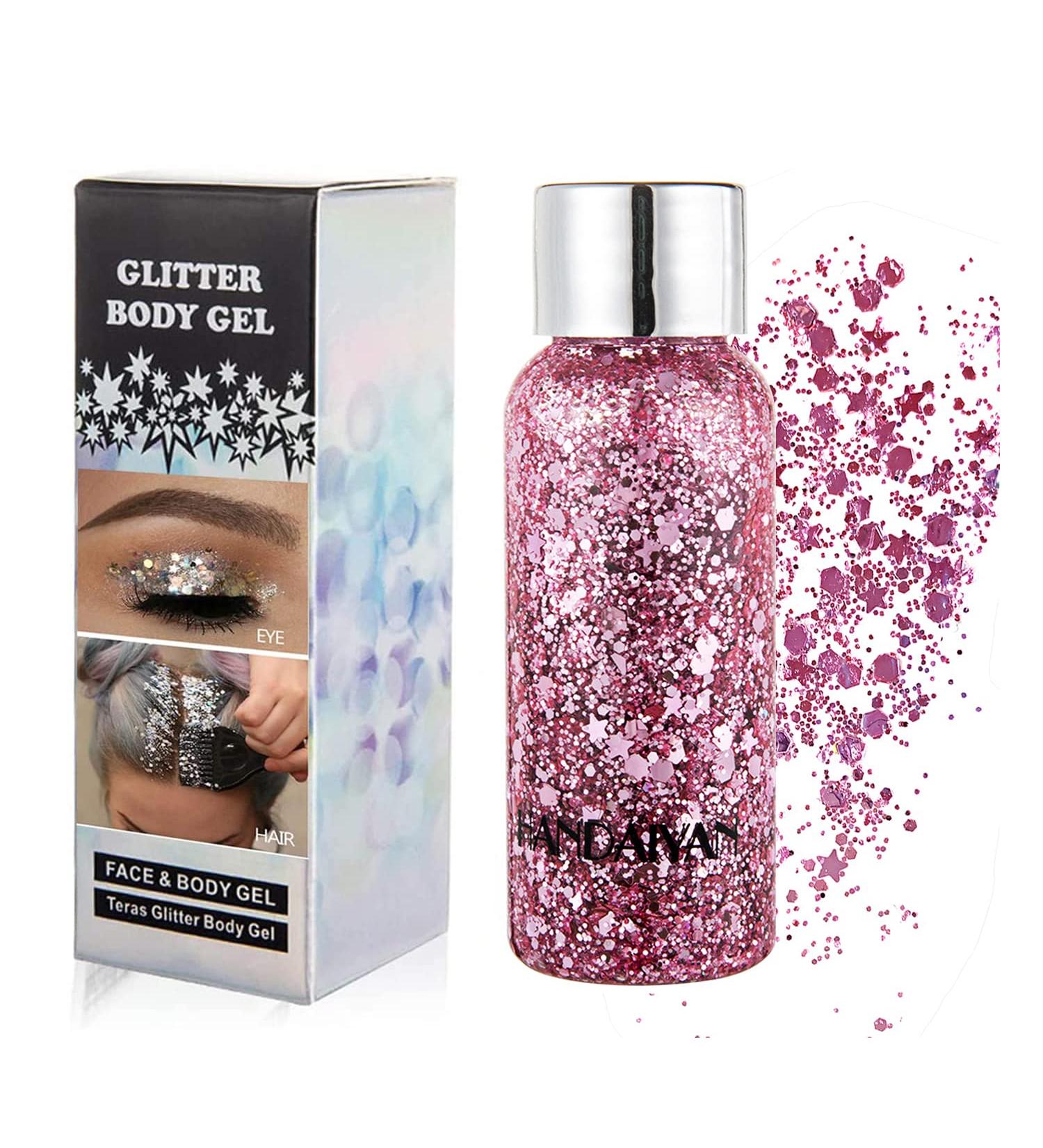 GL-TURELIFES Mermaid Sequin Chunky Glitter Liquid Eyeshadow & Body Gel - Festival Makeup Sparkling 30g (03 # Pink) - Buy Online on GoSupps.com
