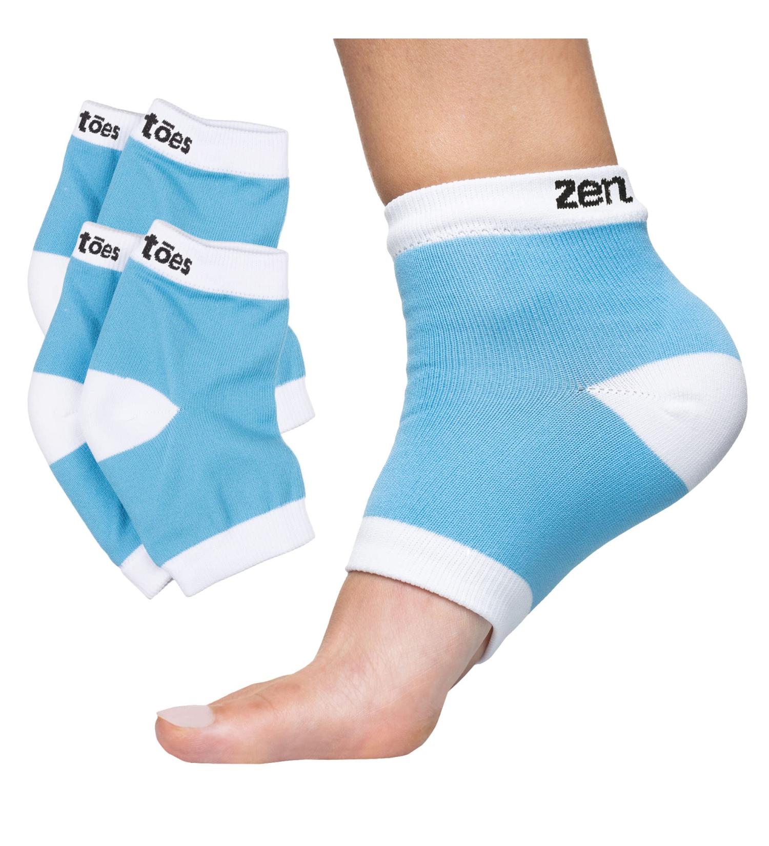 ZenToes Moisturizing Heel Socks - Gel Lined Toeless Spa Socks for Dry Cracked Heels - 2 Pairs (Regular Blue) - Buy Online on GoSupps.com