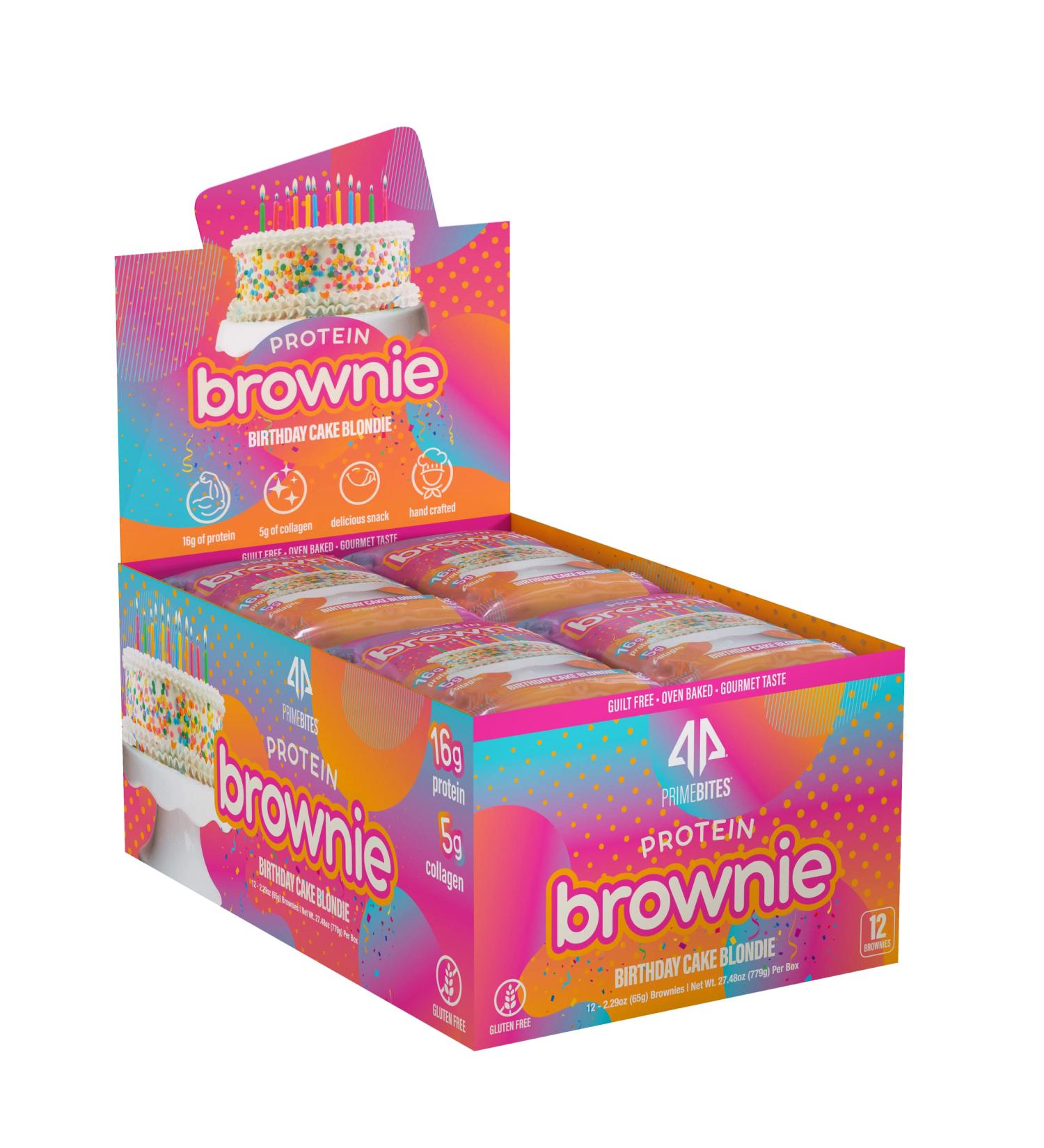 AP Sports Regimen Prime Bites Protein Brownie - Birthday Cake Blondie 12 Count | High Protein & Collagen | Delicious & Guilt-Free Snack | 12 Bars per Box - Buy Online on GoSupps.com