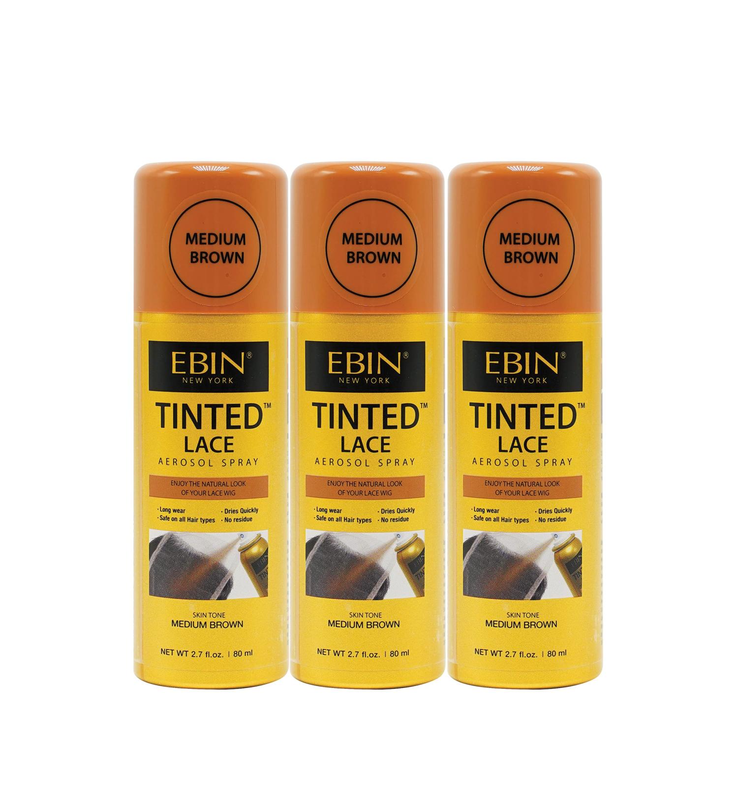 Tinted Lace Aerosol Spray 3pack Medium Brown 2.7 Oz/ 80 mL | Quick Dry No Residue Even Spray Matching Skin Tone Natural Look 2.7 Fl Oz (Pack of 3) Medium Brown - Buy Online on GoSupps.com