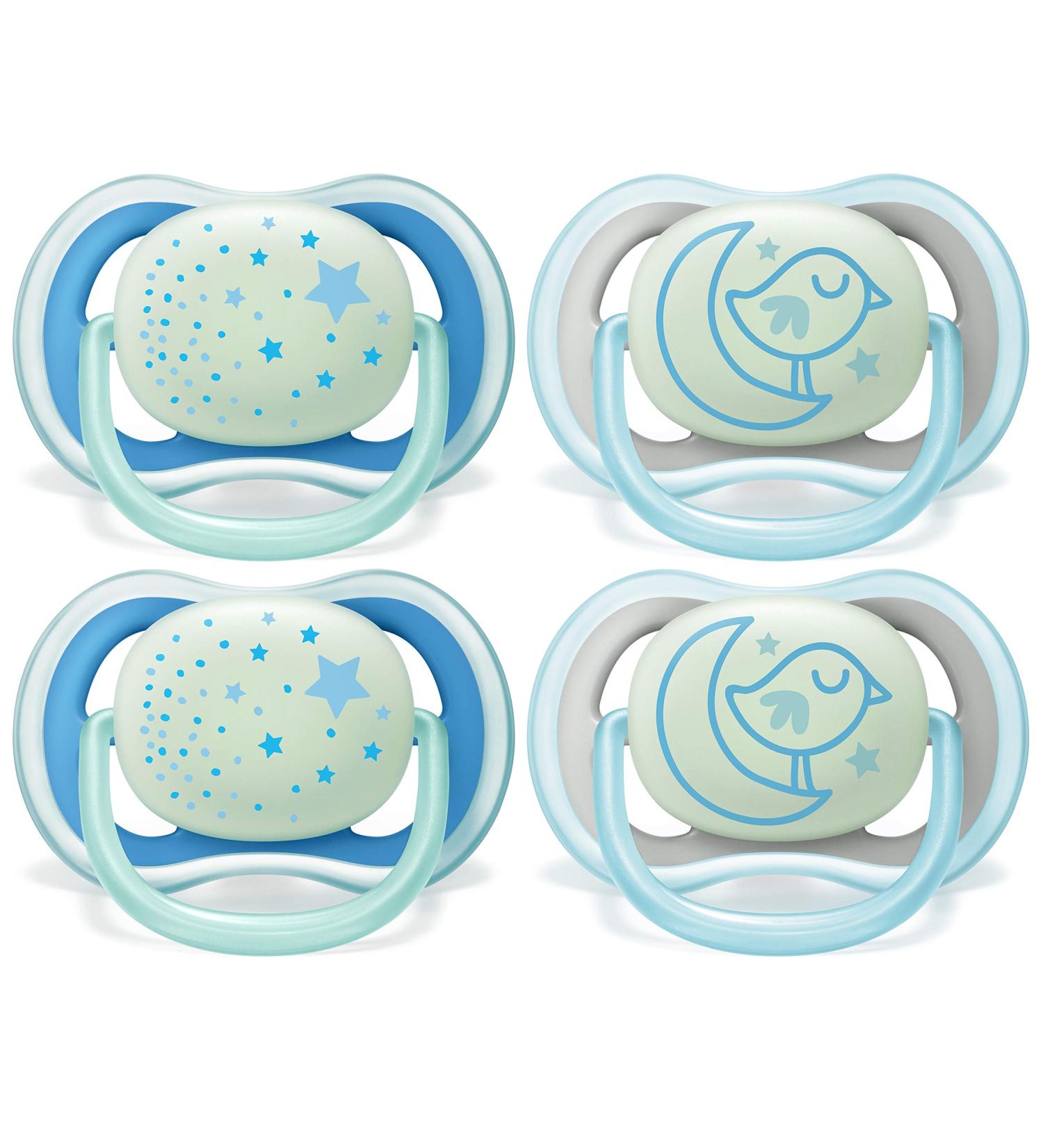 Philips AVENT Ultra Air Nighttime Pacifier Blue 6-18 Months 4-Pack SCF376/43 - Buy Online on GoSupps.com