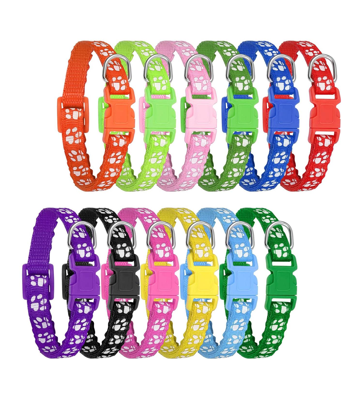 Heyu-Lotus 12-Pack Puppy Collars Paw Print Puppy Whelping Collars Quick Release Buckle Adjustable Leash Pet Safety Collars for Puppies and Cats (M) - Buy Online on GoSupps.com