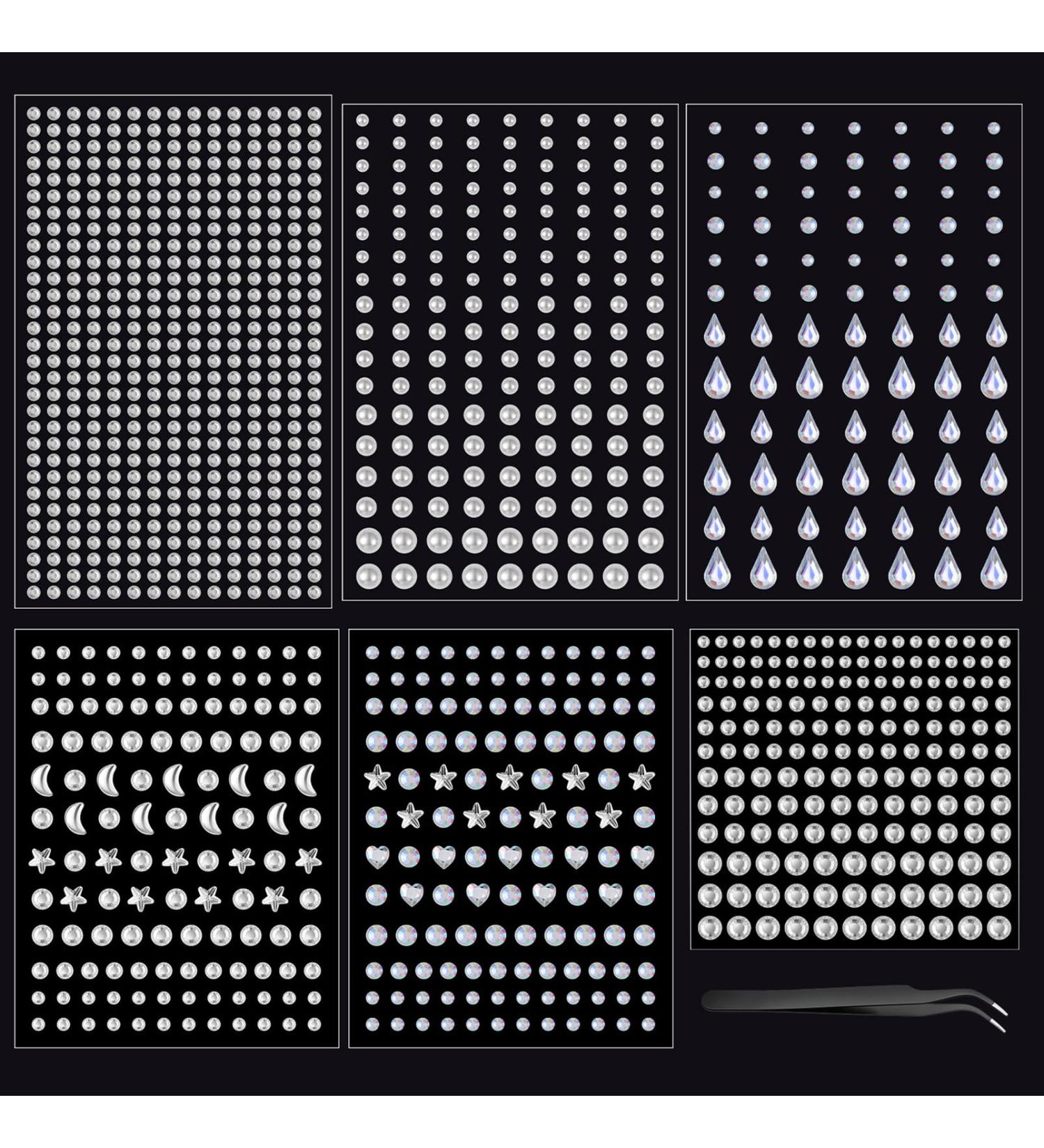 1117 PCs Self-Adhesive Glitter Stones & Rhinestones for Face Makeup - Crystal Stickers with Tweezers for Women | Festival Face Gems - Buy Online on GoSupps.com