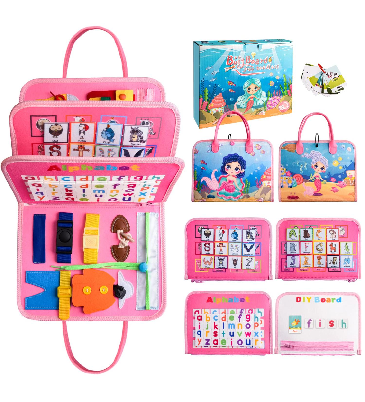 Achiyway Busy Board 4-Layers | Mermaid Montessori Toy for Ages 1-5 | Motor Skills & Self-Dressing Learning | Engaging Activity Board for Children - Buy Online on GoSupps.com