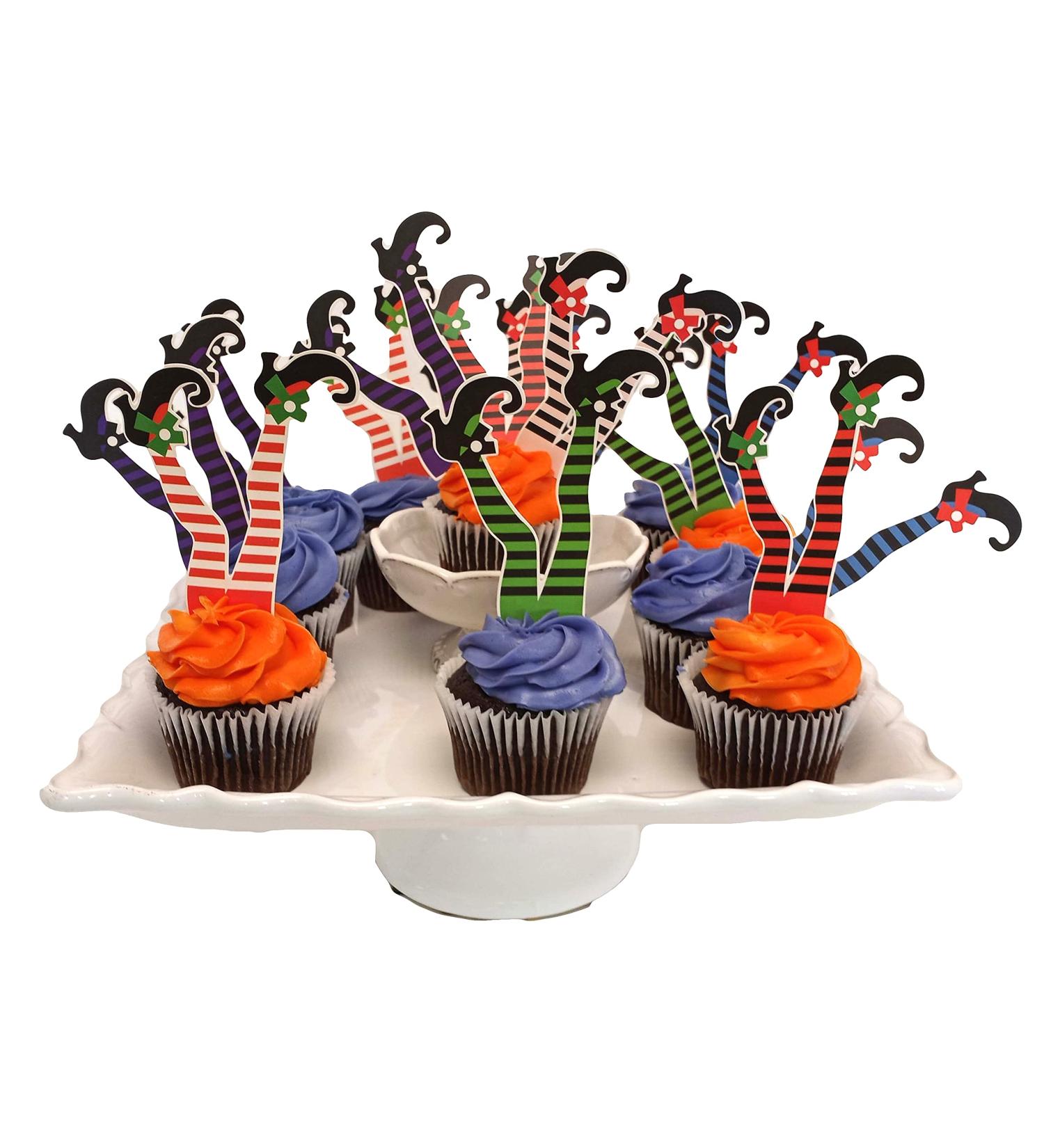 Halloween Cupcake Toppers Happy Halloween Food Decoration 7" Inch Witch's Boot Cupcake Decorations - 24 Piece Set - Buy Online on GoSupps.com