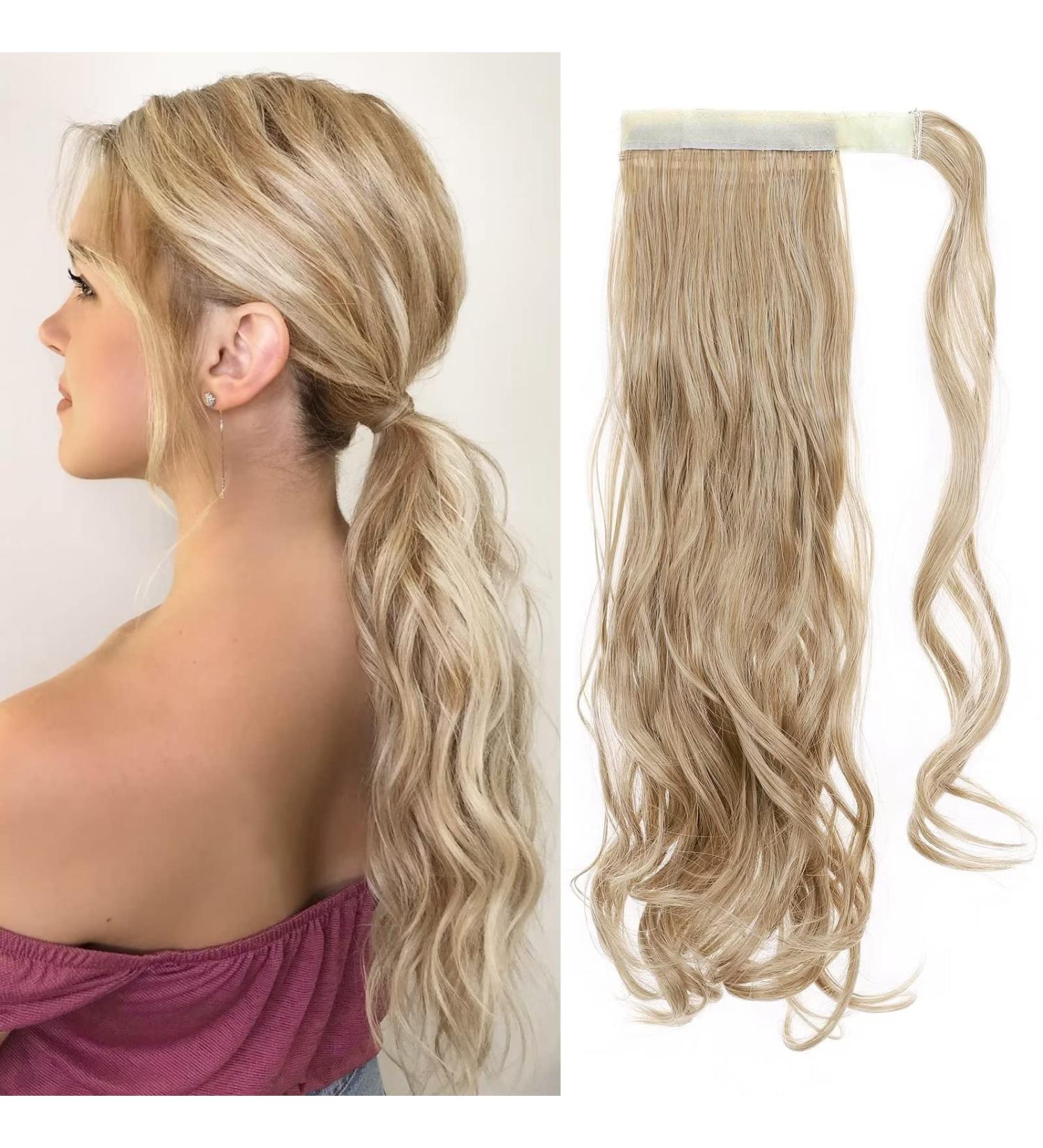 Tess 40 cm Ponytail Extension - Light Ash Brown & Bleached Blonde Braid | 90g Long Hair Extension for Effortless Style - Buy Online on GoSupps.com