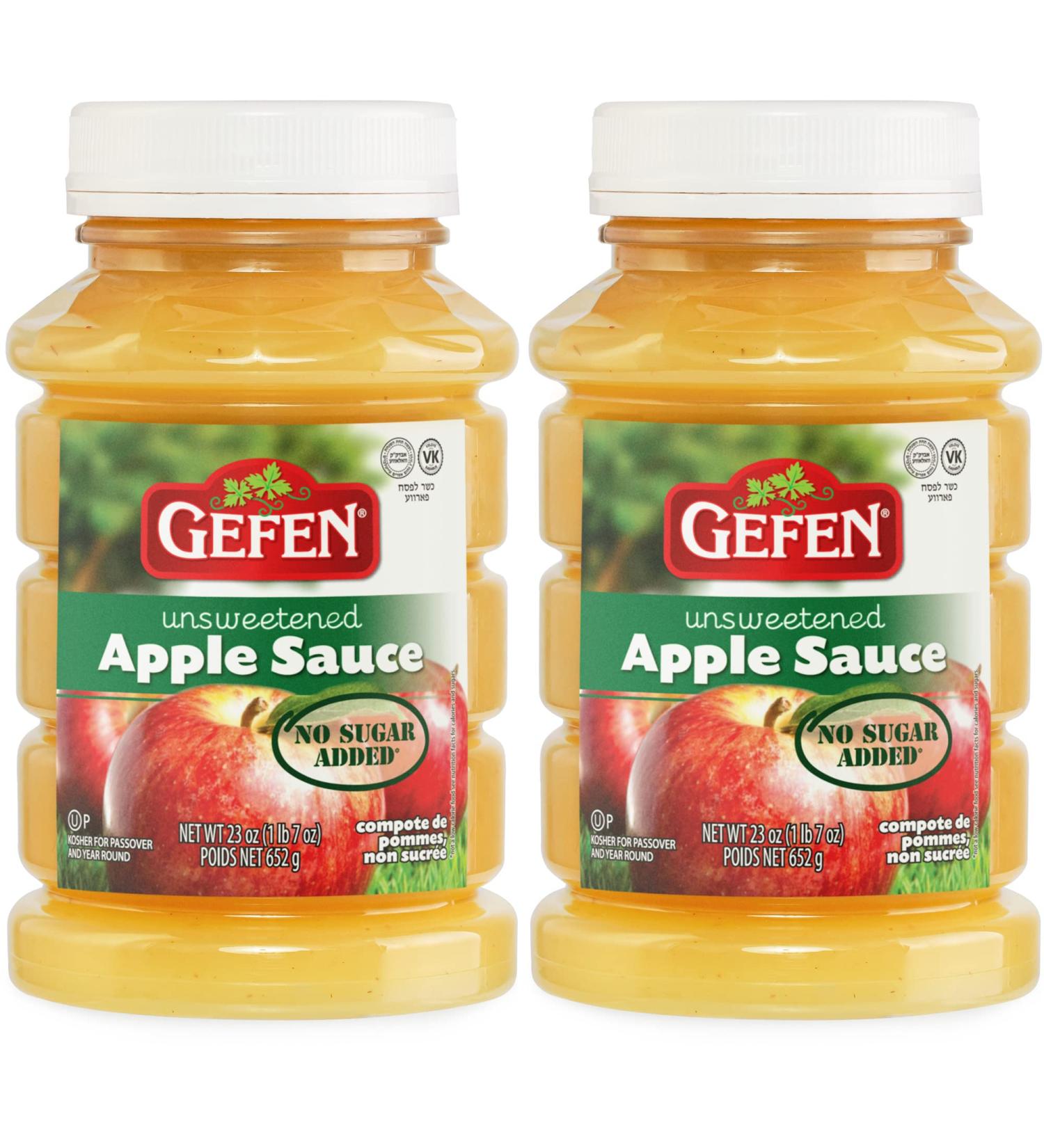 Gefen Unsweetened Apple Sauce 23oz (2 Pack) - Sugar-Free & Kosher for Passover - Buy Online on GoSupps.com