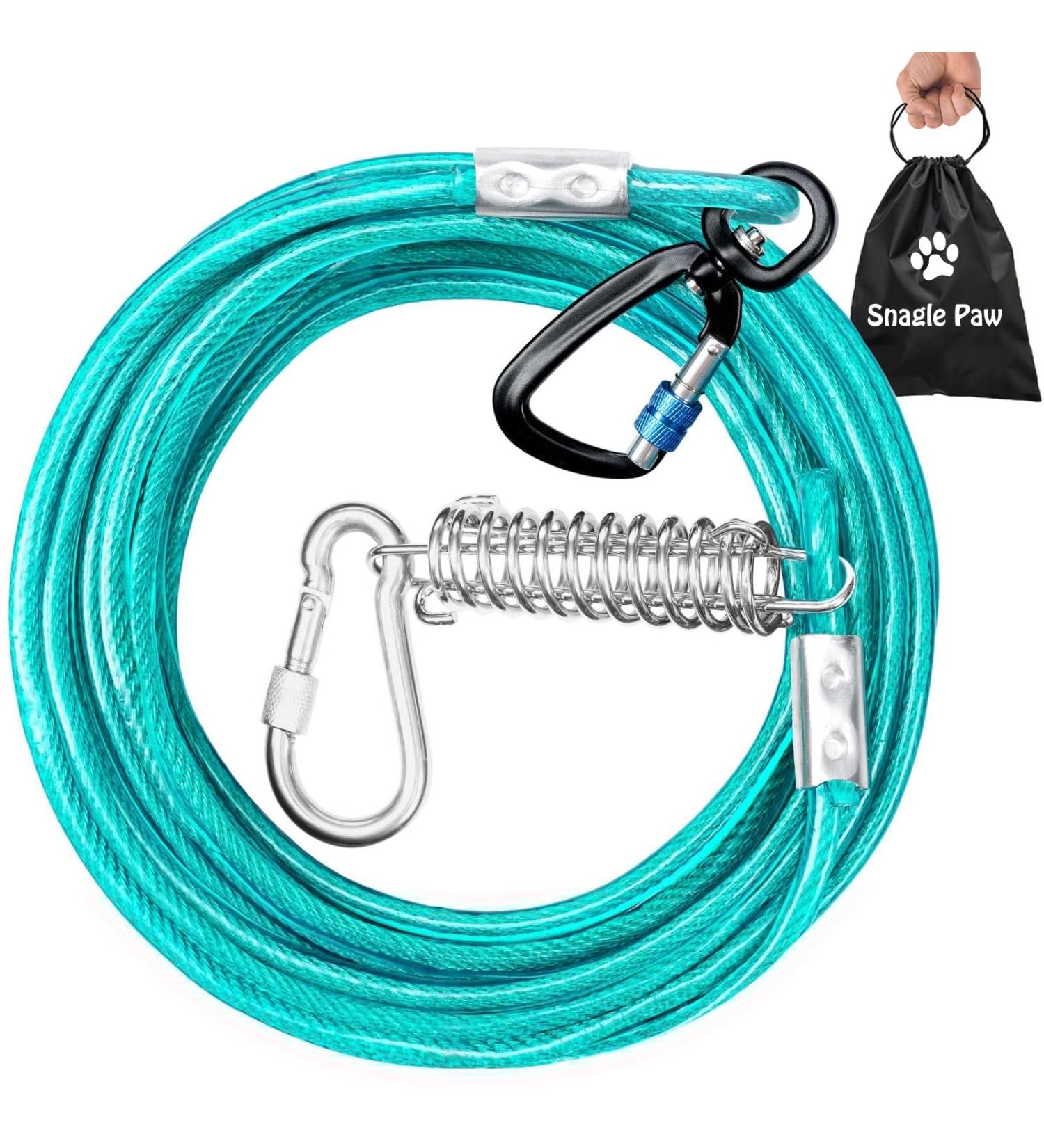 Durable 6m Dog Leash & Line Cable for Large Dogs | Heavy-Duty Dog Runners with Aviation Aluminum Clips | Ideal Courtyard Leash for 158.8 kg Dogs - Ice Blue - Buy Online on GoSupps.com