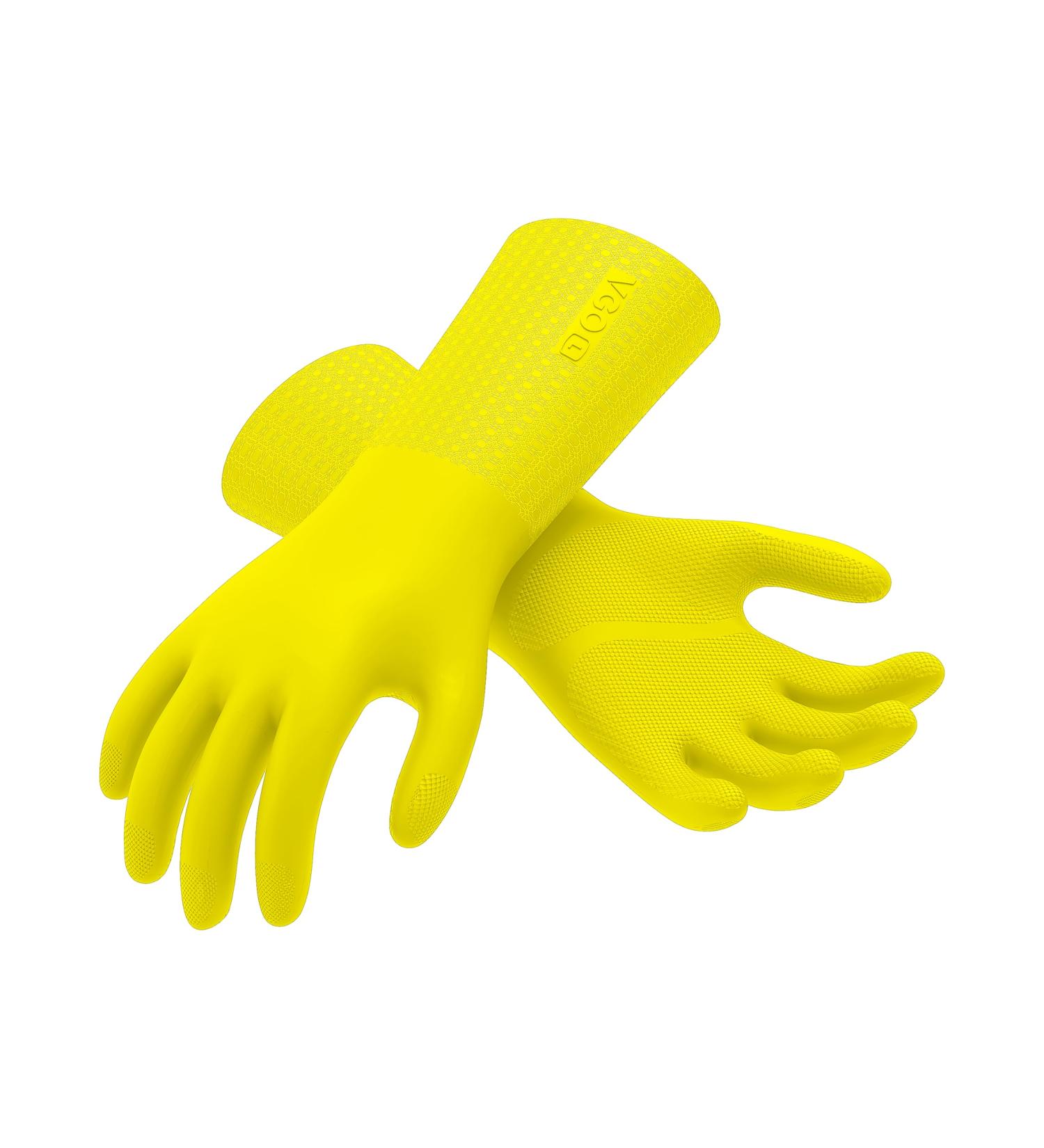VGO Kitchen & Household Gloves - 1 Pair TPE Latex-Free Super Thick Slipproof Cleaning Gloves for Kitchen Bathroom & Garden | TP117 S (Yellow) - International Shipping - Buy Online on GoSupps.com