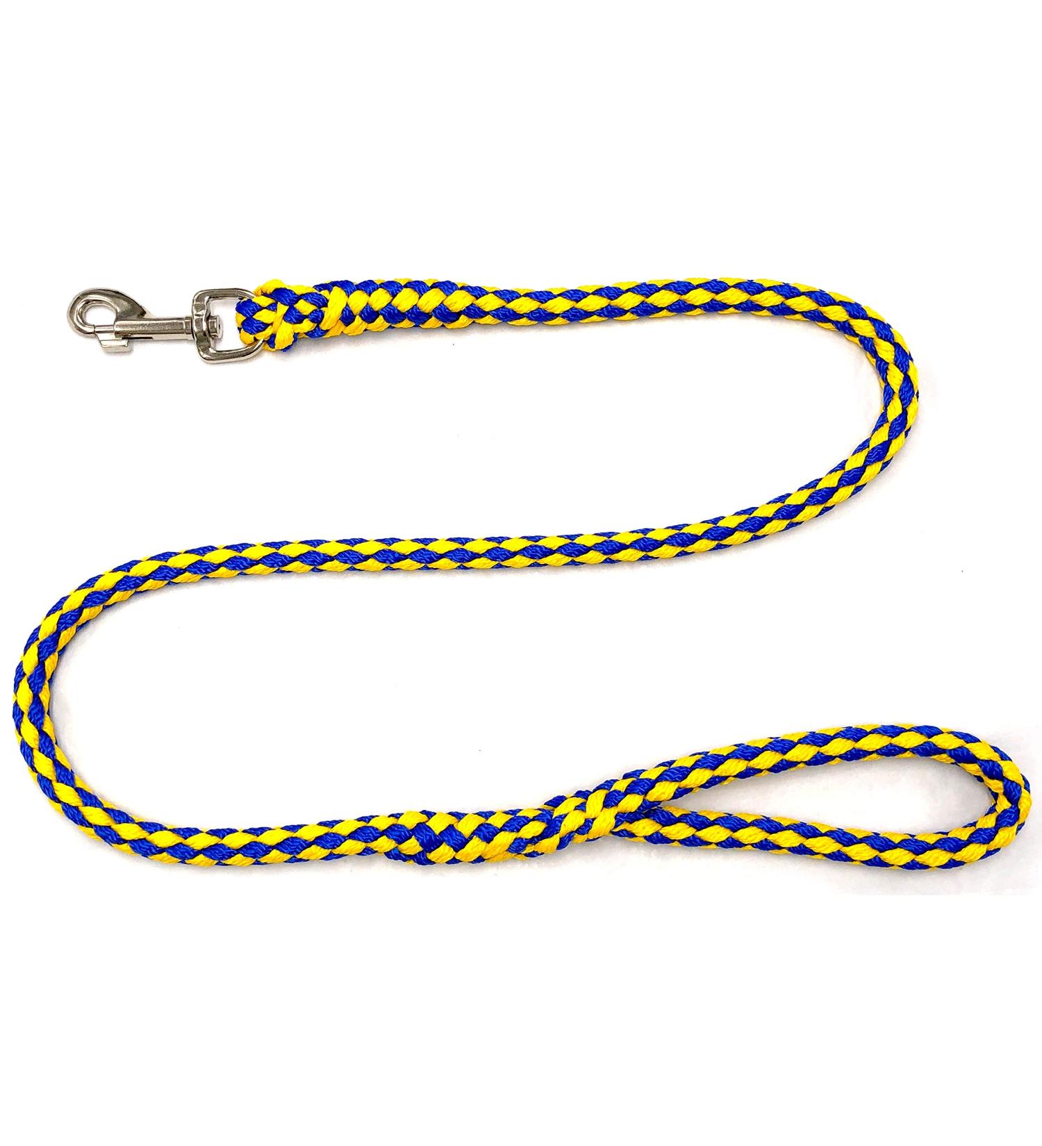 Dog leash large dogs jumbo with hand loop up to 80 kg / guide leash / training line / training line very stable 17 colors (1.30m rems (blue-yellow)) 1.30m Rems (blue-yellow)