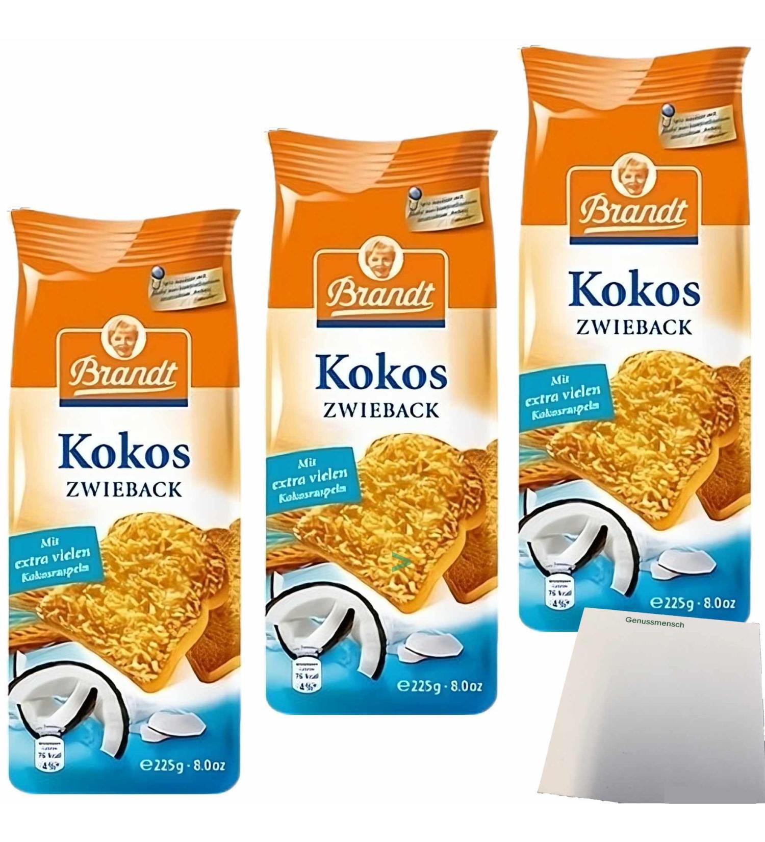 Brandt Genuss Zwieback Coconut 3-Pack (3x225g) - Enjoy Deliciously Crunchy Coconut Snack | Buy Online Worldwide - Buy Online on GoSupps.com