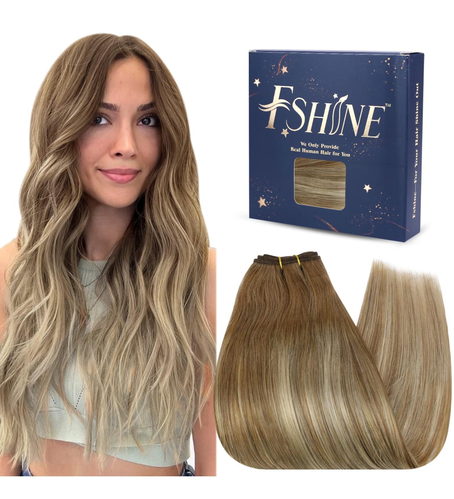 40cm Balayage Real Hair Extensions - Medium Brown & Platinum Blonde Highlights - 100g Remy Weave #6/60A - 16 Inch - Buy Online on GoSupps.com