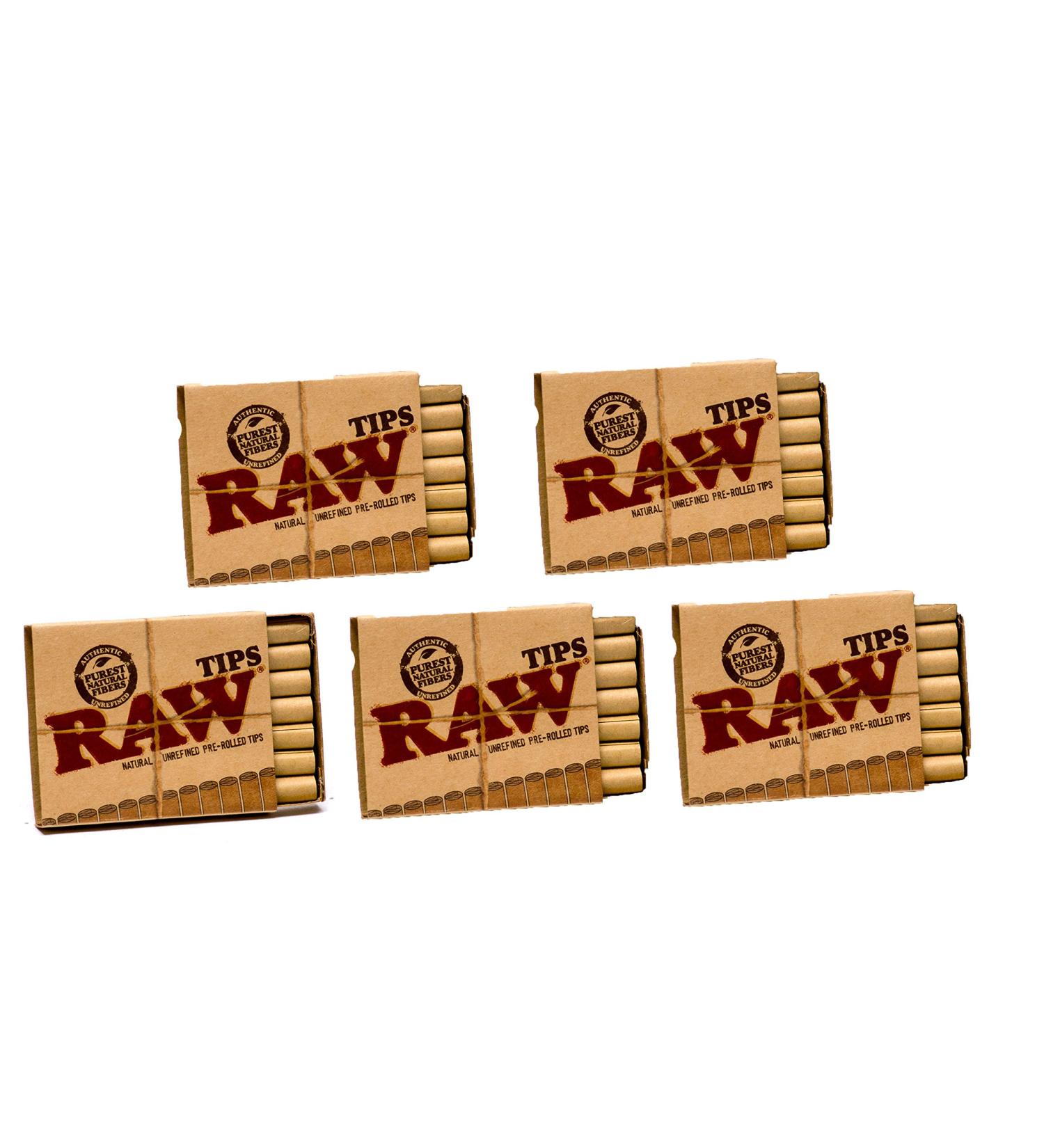 Raw Natural Unrefined Pre-Rolled Filter Tips 5 Pack (21 Per Box) 21 Count (Pack of 5)