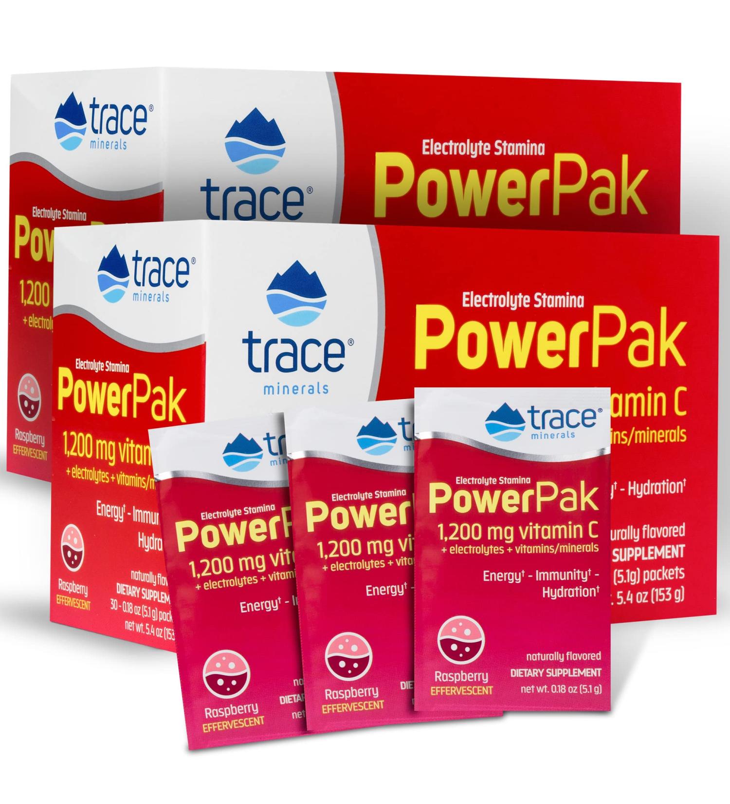Trace Minerals Electrolyte Stamina PowerPak - Raspberry Flavor, 30 Packets (0.18 oz Each) - Buy Online on GoSupps.com