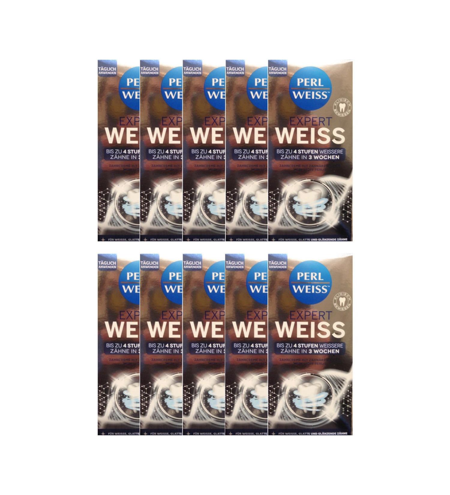 Expert ZC Pack of 10 white toothpastes 50 ml PERLWEISS