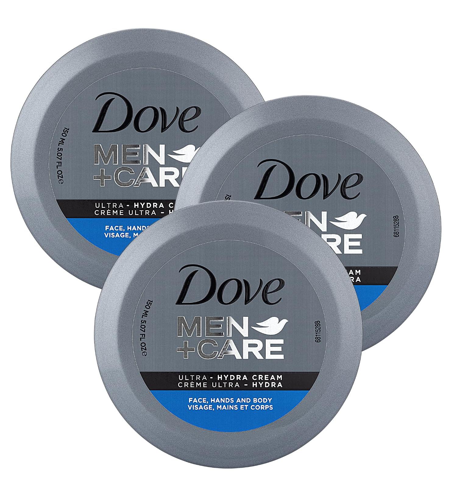 Dove Men+Care Ultra Hydra Cream Face Hands and Body care All Skin Types 3-Pack of 5.07 Oz Each Jar - Buy Online on GoSupps.com