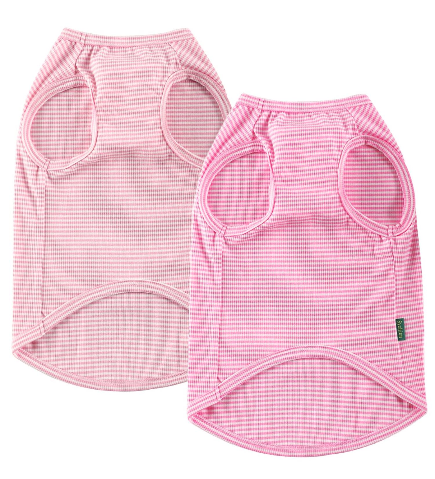 Sychien Pink Rose Striped Dog Shirt | Combed Cotton T-Shirt for XL & XXXL Dogs | Soft & Cool for Labradors - Buy Online on GoSupps.com