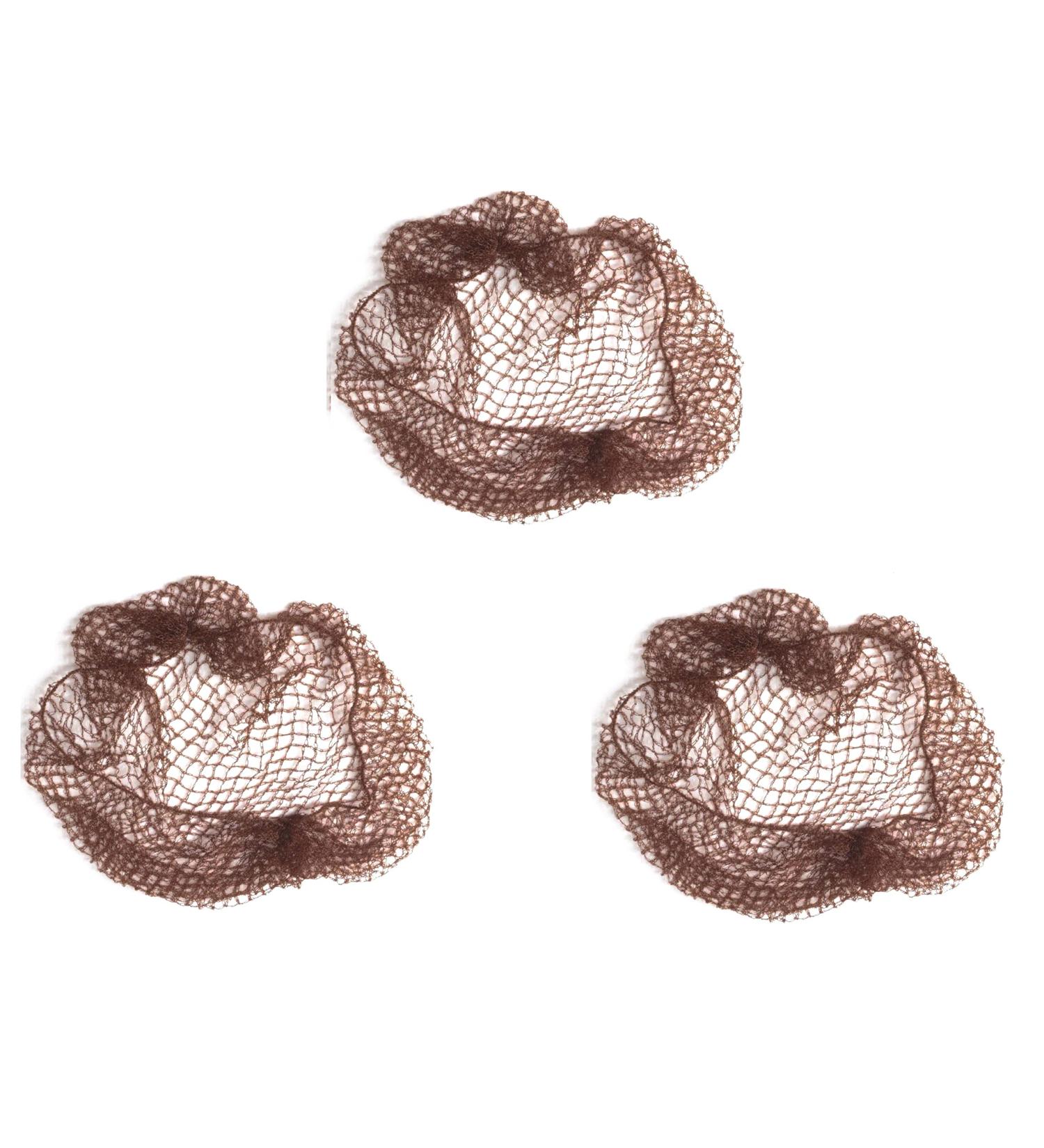 Mytoptrendz 3 pcs Ladies Slumber Hair Nets Elasticated Mesh Styling Large Silky Sleep In Net (Brown)