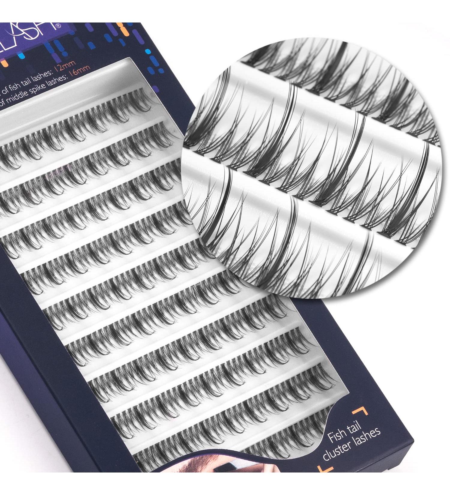 Buy MUSELASH Fishtail Tall Lash Clusters | 410pcs Natural Look Eyelash Extensions (12mm-16mm) - Reusable & Long Lasting - Buy Online on GoSupps.com