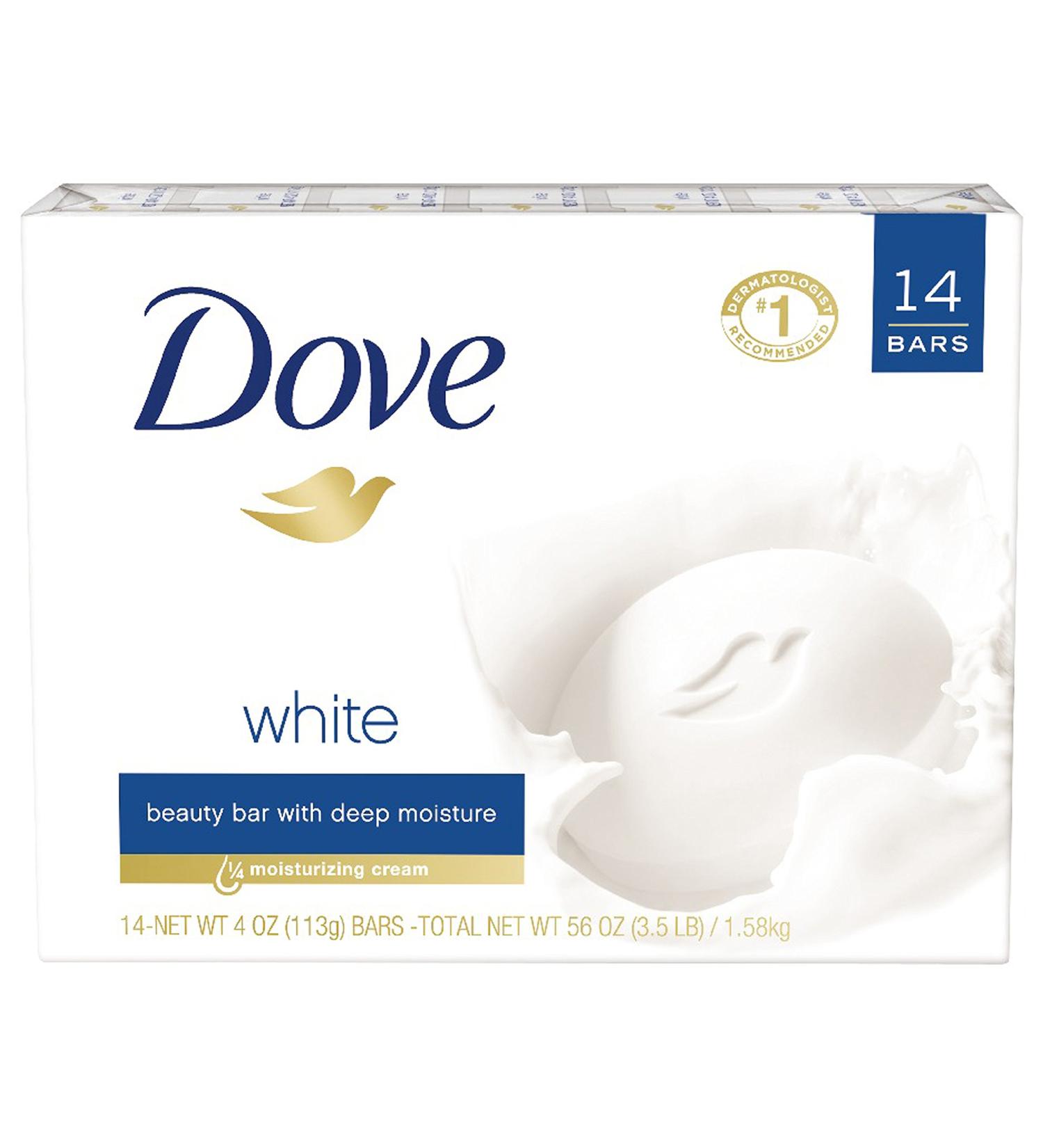 Dove Beauty Bar - More Moisturizing than Soap | 14 Bars (3.75 oz) | Nourishes Skin & Washes Away Bacteria | International Shipping Available - Buy Online on GoSupps.com