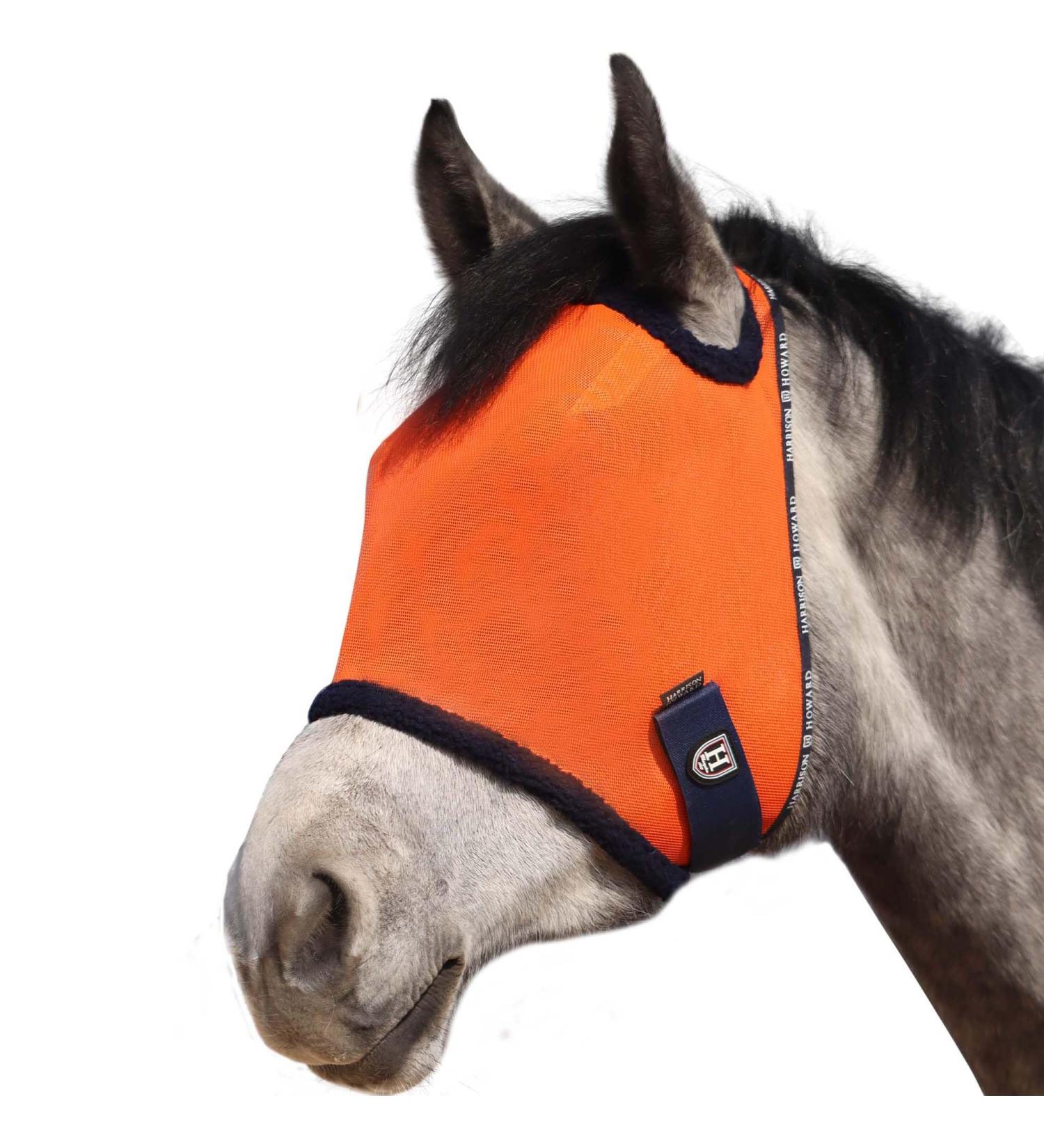 Harrison Howard All Round Mesh Horse Fly Mask UV Protective with Fleece Padded Edging - Vibrant Orange - Size M Medium (Cob) - Buy Online on GoSupps.com