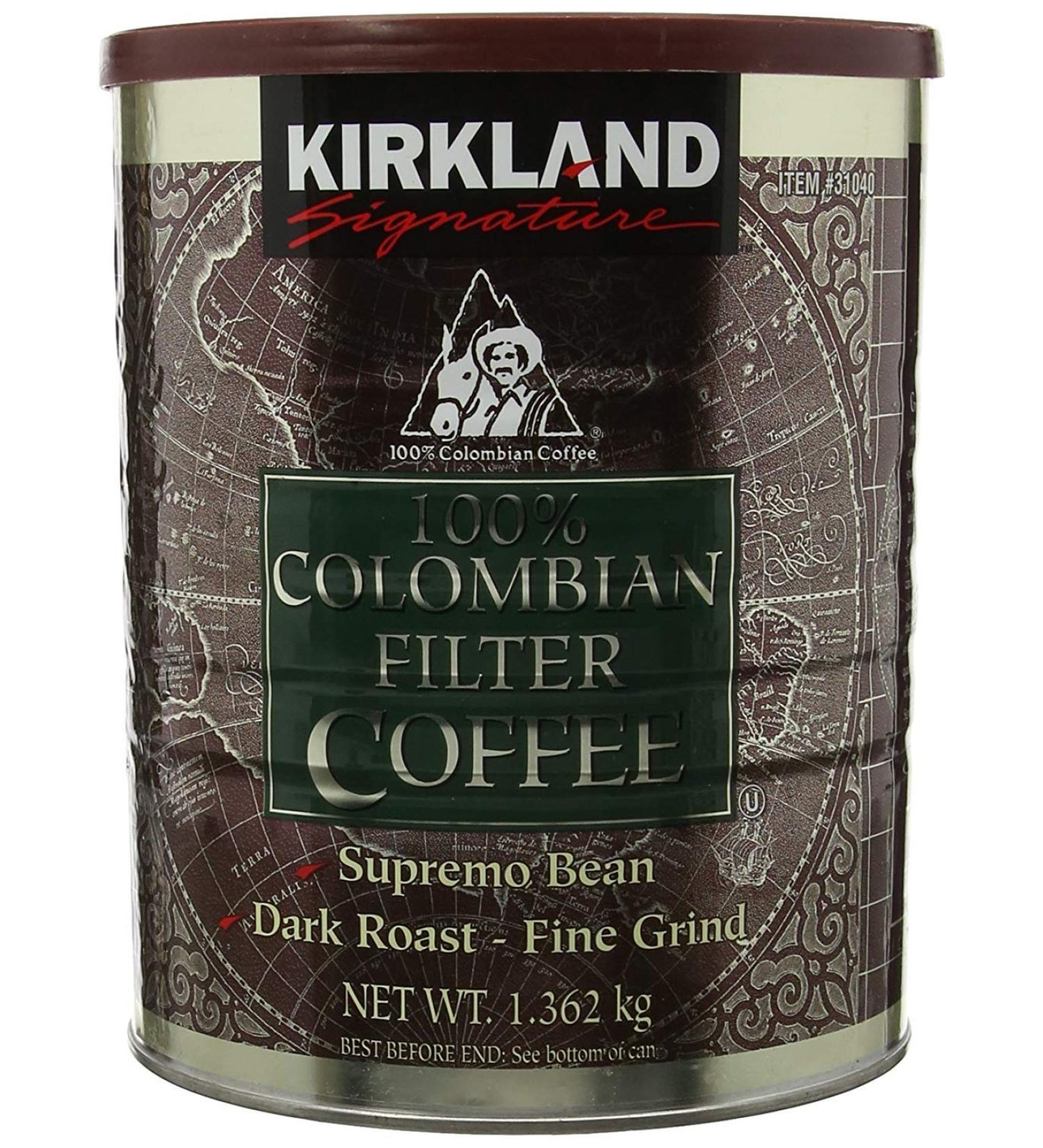 Kirkland Signature - 100% Colombian Filter Coffee Supremo Bean Dark Roast Fine Grind 1.36kg an interestingly Flawed Version