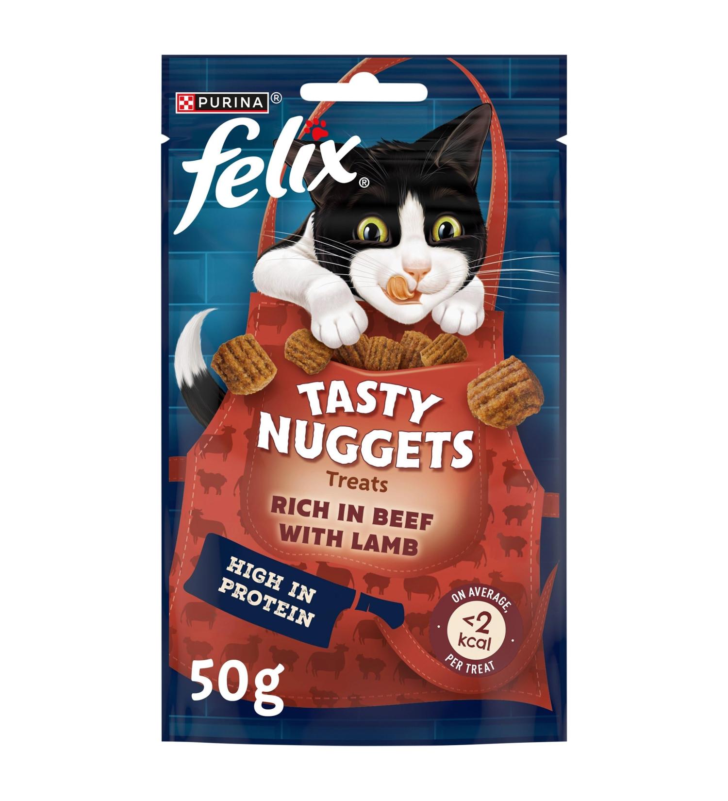 FELIX Tasty Nuggets Adult Cat Treats with beef and lamb 8x50g Beef & Lamb 50 g (Pack of 8) - Buy Online on GoSupps.com