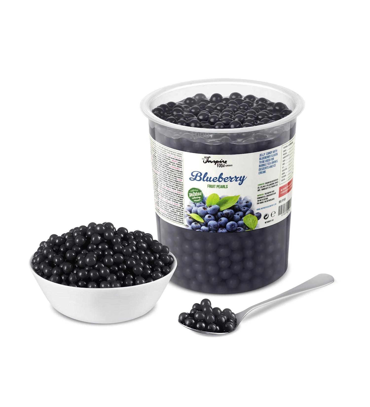Inspire Blueberry Popping Boba Pearls - 1kg | Vegan & Gluten-Free Tapioca Fruit Beads for Bubble Tea | No Artificial Dyes - Buy Online on GoSupps.com