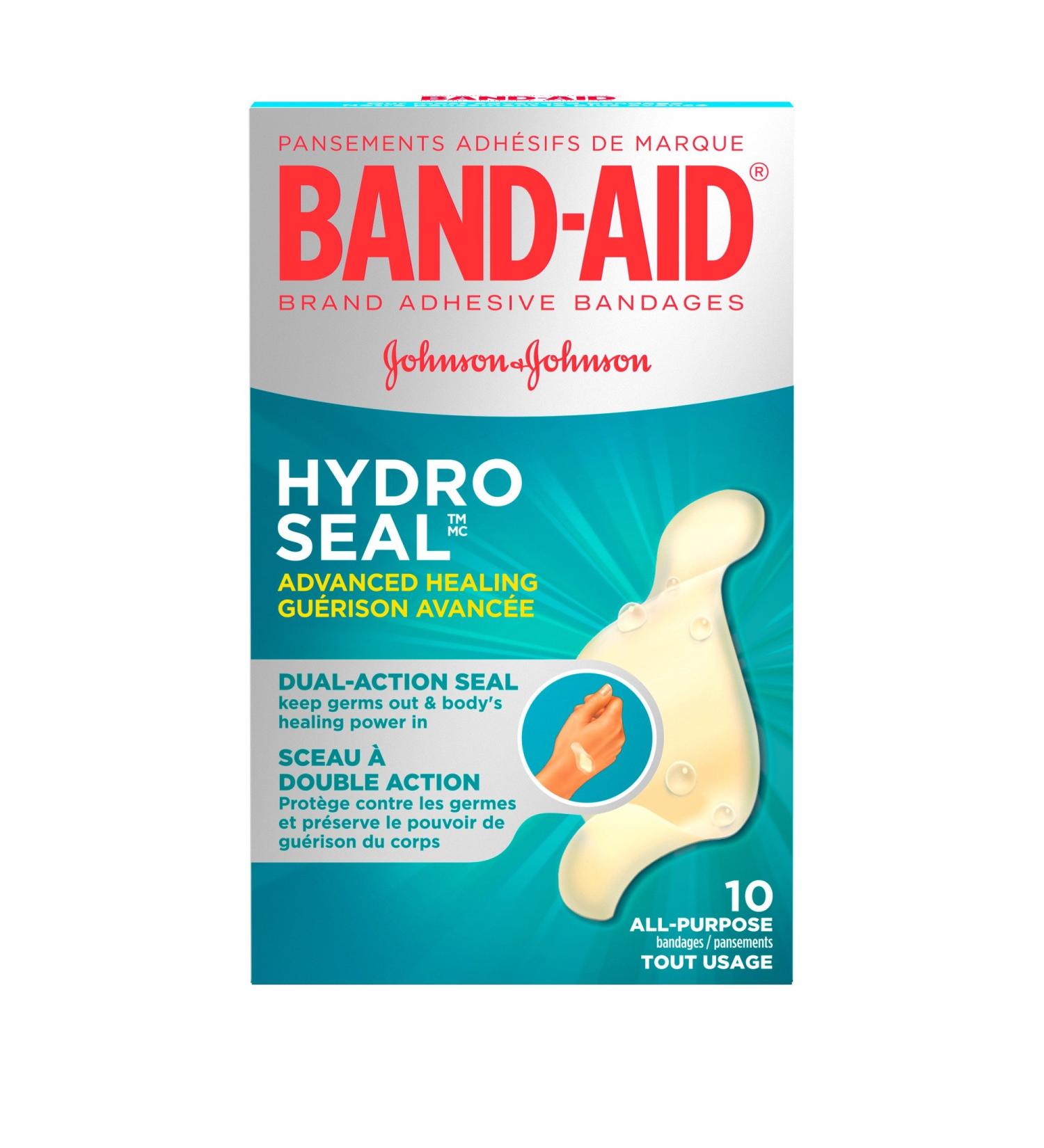 Band-Aid Hydrocolloid All Purpose Bandages Waterproof Adhesive Hydro Seal 10 Bandages One Size - Buy Online on GoSupps.com