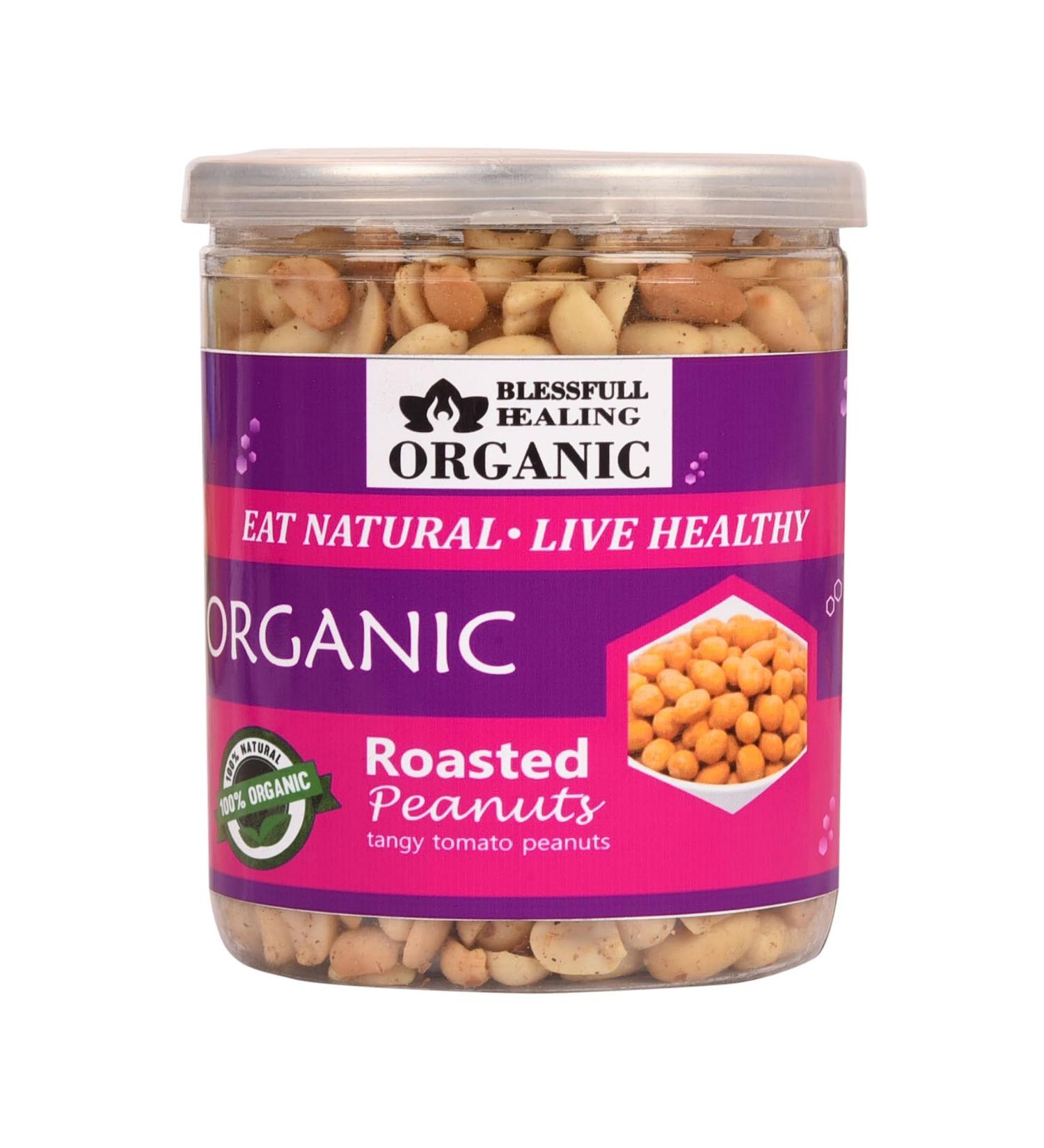 Blessfull Healing Organic Natural Vegan Tangy Tomato Roasted Peanuts Crunchy Healthy Snacks 300 Gram - Buy Online on GoSupps.com