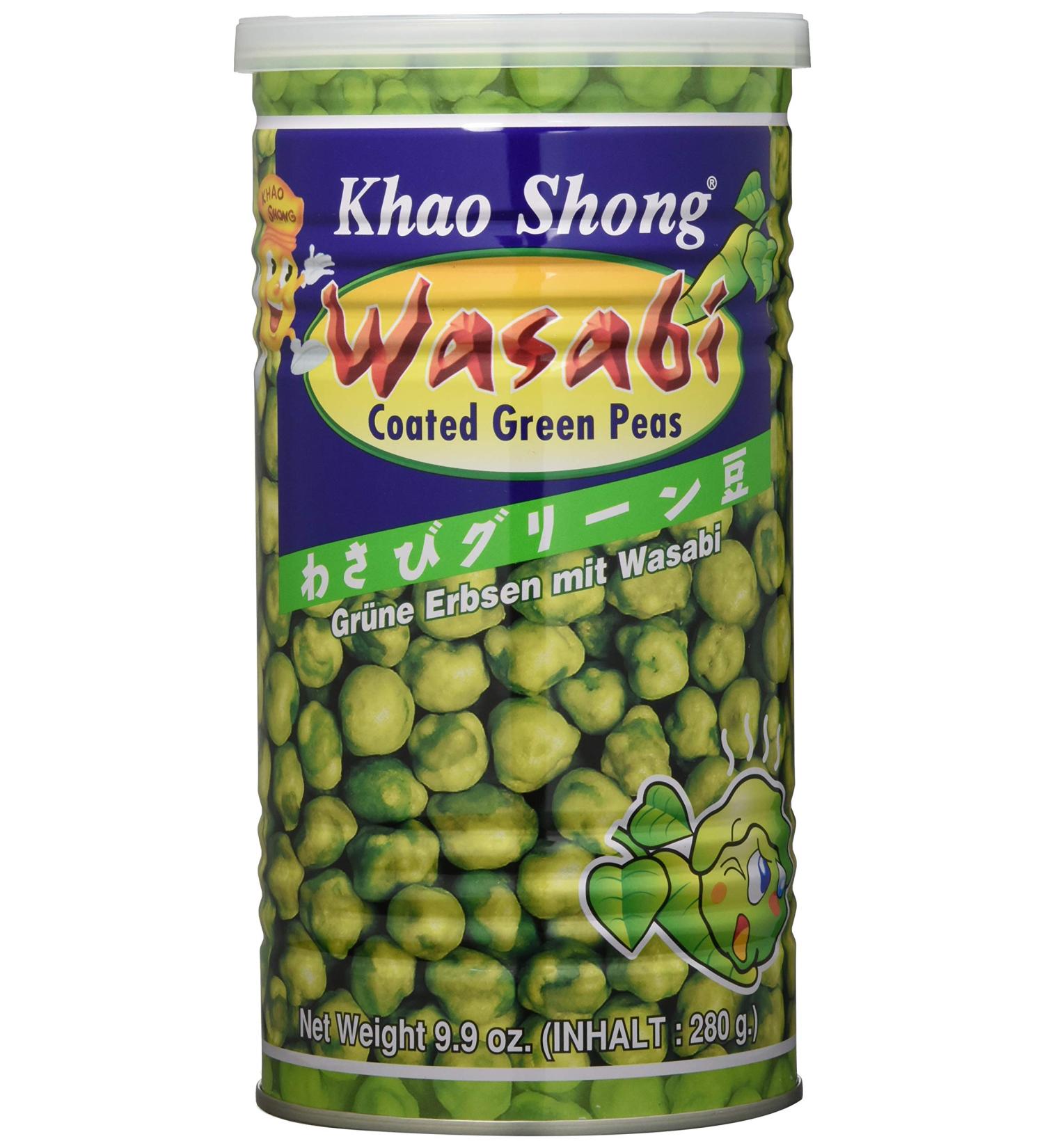 Khao Shong Wasabi Green Peas - Crispy Low-Fat Snack | 280g Can (1 Pack) - Healthy Alternative to Nuts - Buy Online on GoSupps.com