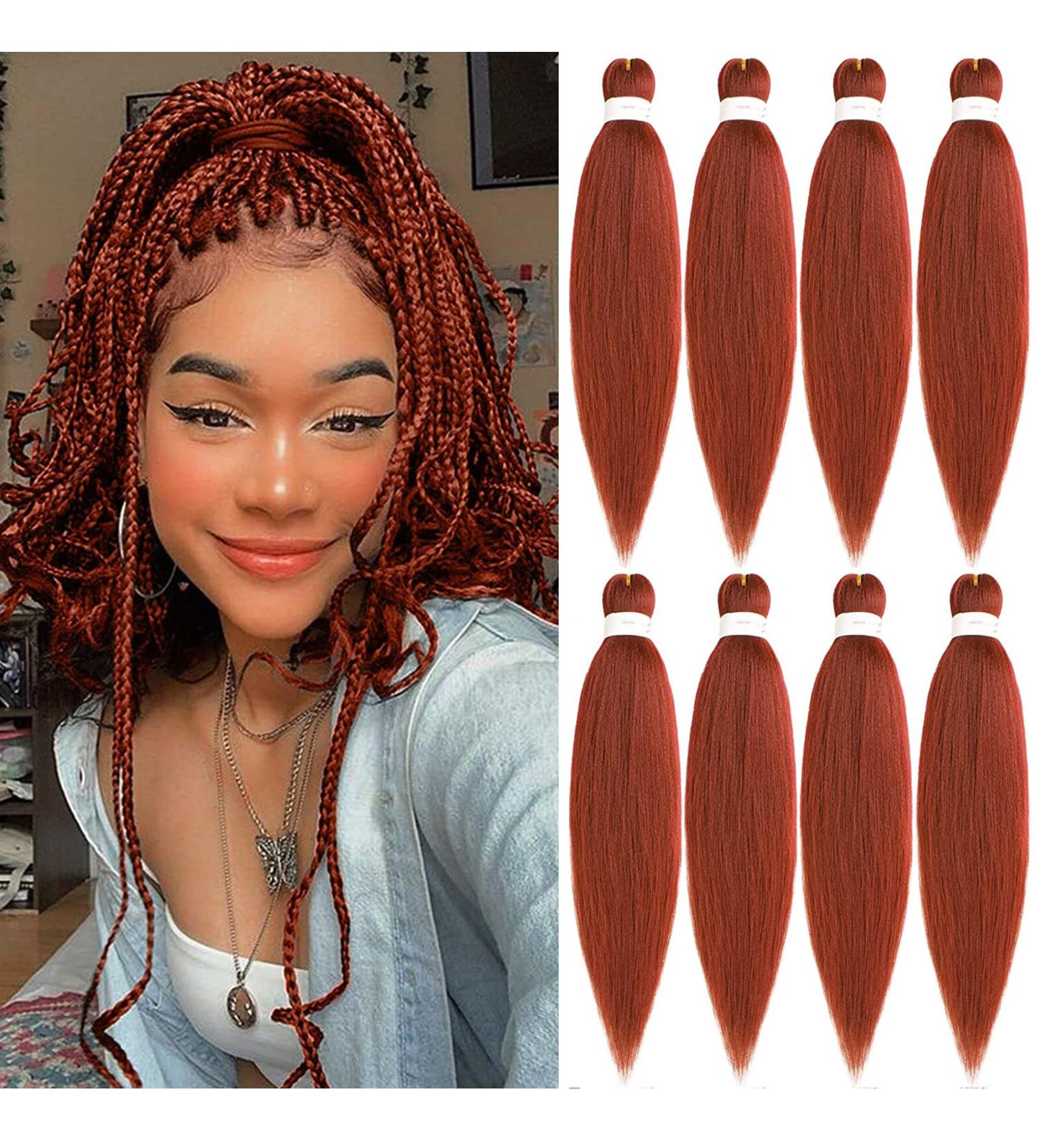 Xtrend 26 Inch EZ Braids 8Packs Copper Red Pre-Stretched Easy Braiding Hair Extensions for Box Braids Hair Hot Water Setting Synthetic Fiber Hair Extensions 350# 26 Inch (Pack of 8) 350# - Buy Online on GoSupps.com