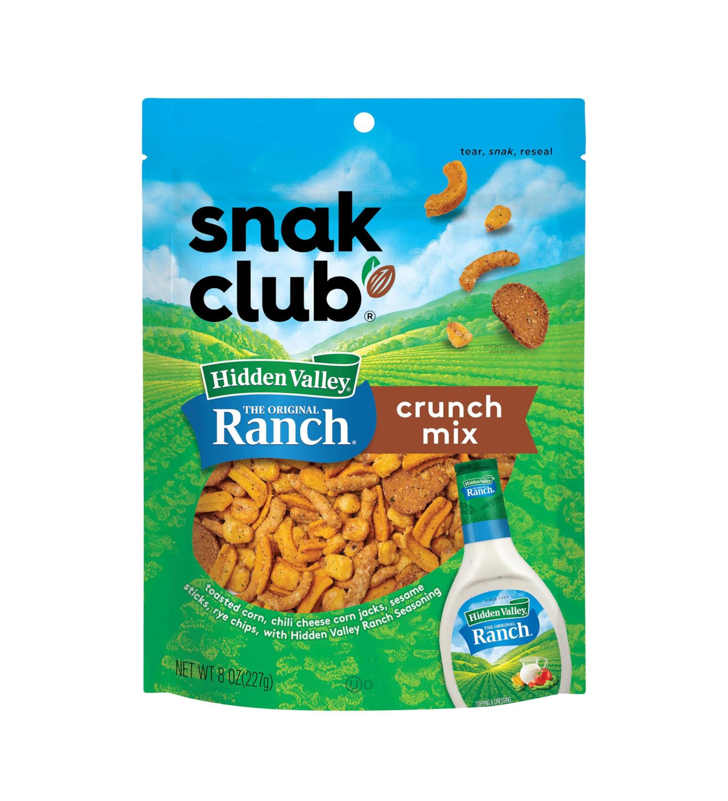 Buy Snak Club Crunch Mix with Hidden Valley Ranch - 8oz Family Size | Toasted Corn Nuggets Chili Cheese Corn Jacks Sesame Sticks & Rye Chips - International Shipping Available - Buy Online on GoSupps.com
